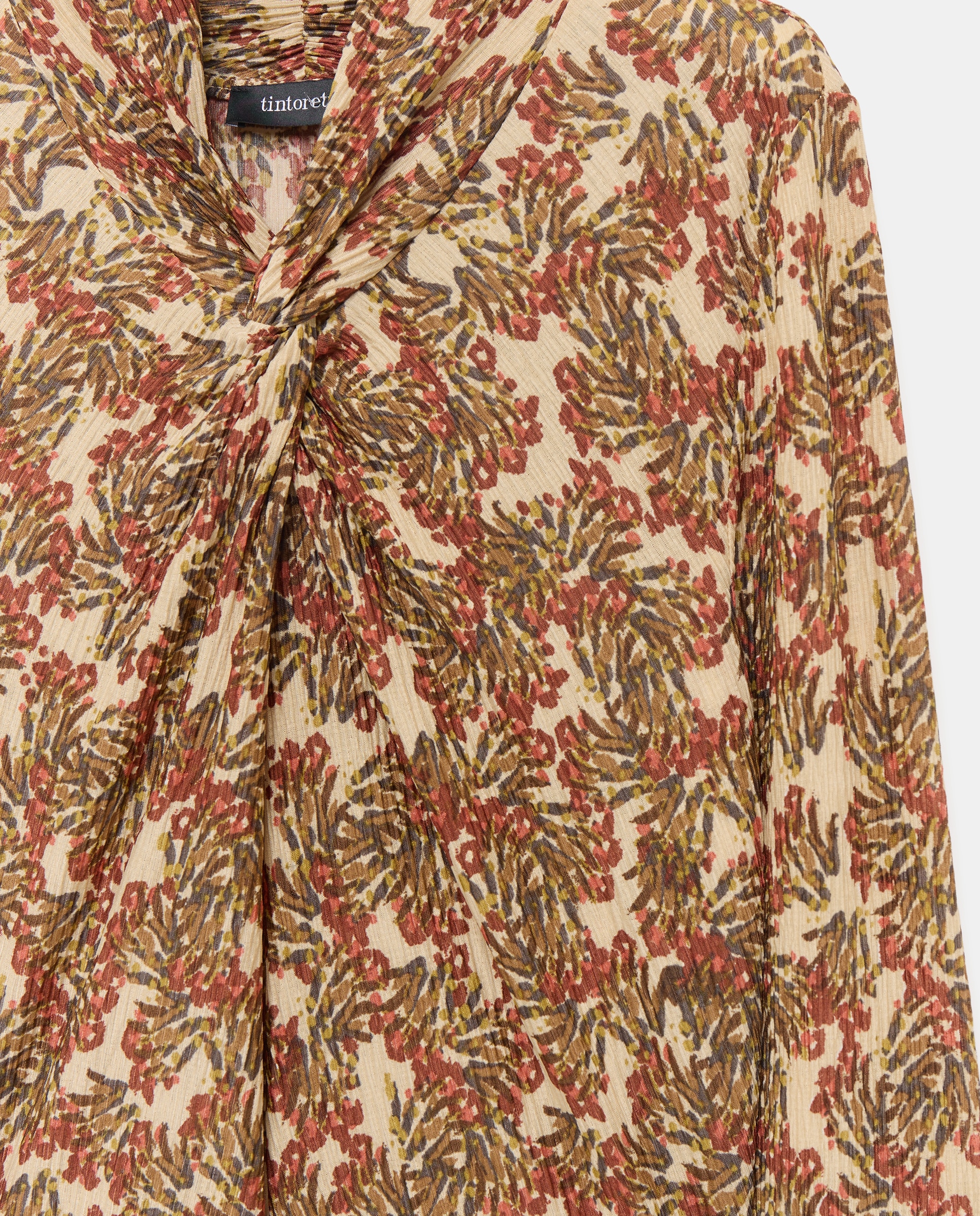 Vestido largo manga larga estampado de mujer - Tintoretto - Marrón Marrón-5