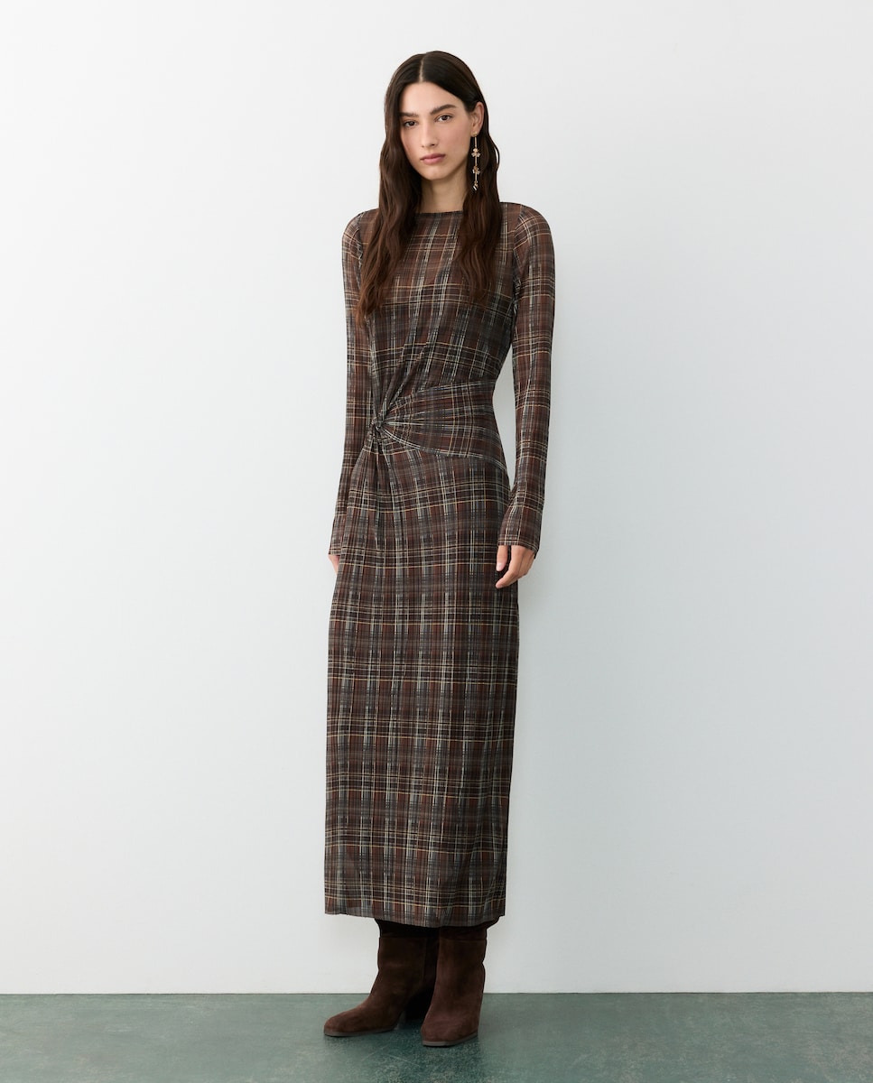 Imagen 0 de Vestido con estampado cuadros Chocolate
