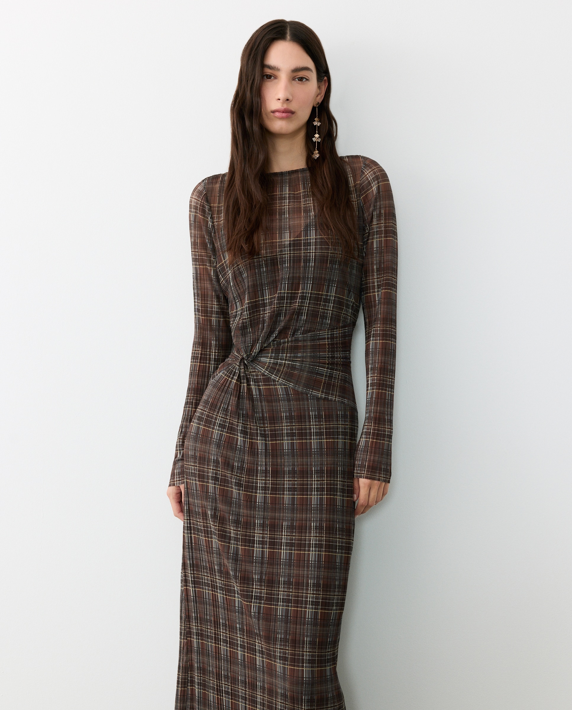 Vestido con estampado cuadros - Tintoretto - Chocolate Chocolate-2
