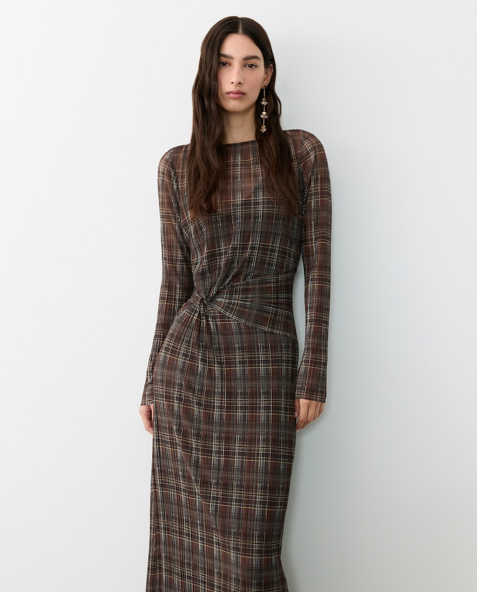 Imagen 0 de Vestido con estampado cuadros Chocolate