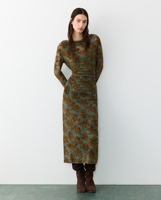 Imagen 0 de Vestido largo estampado devoré Ciruela