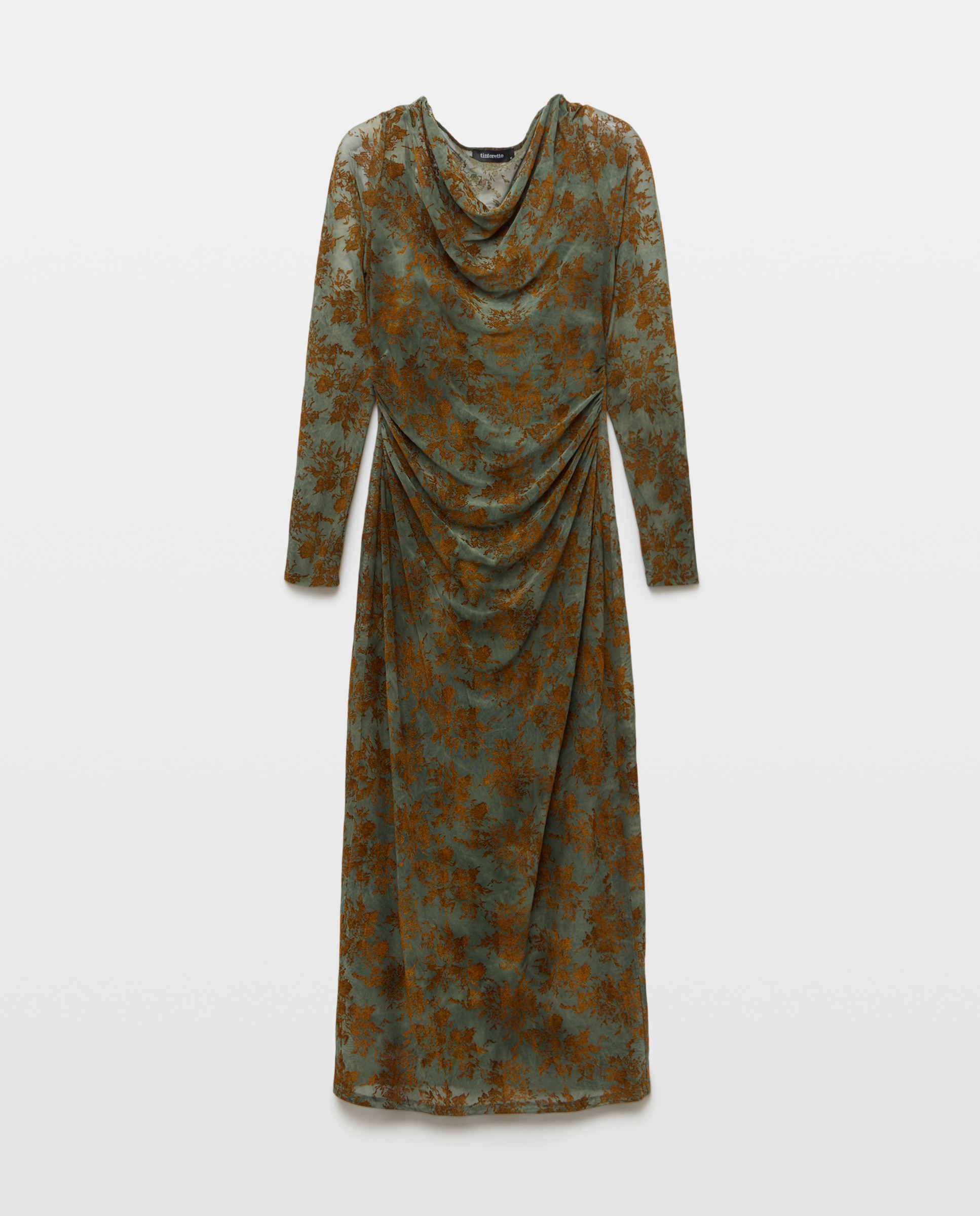 Vestido largo estampado devoré - Tintoretto - 530 Verde oscuro 530 Verde oscuro-5