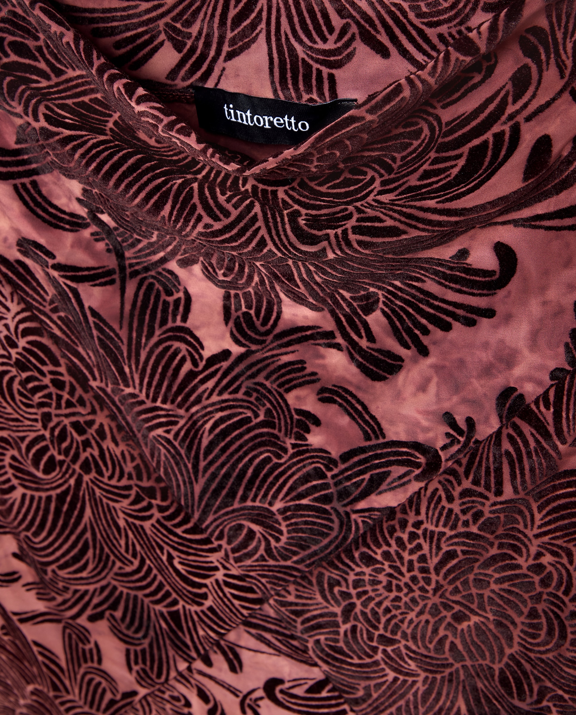 Imagen 5 de Vestido largo estampado hombreras - Tintoretto - Rosa Rosa