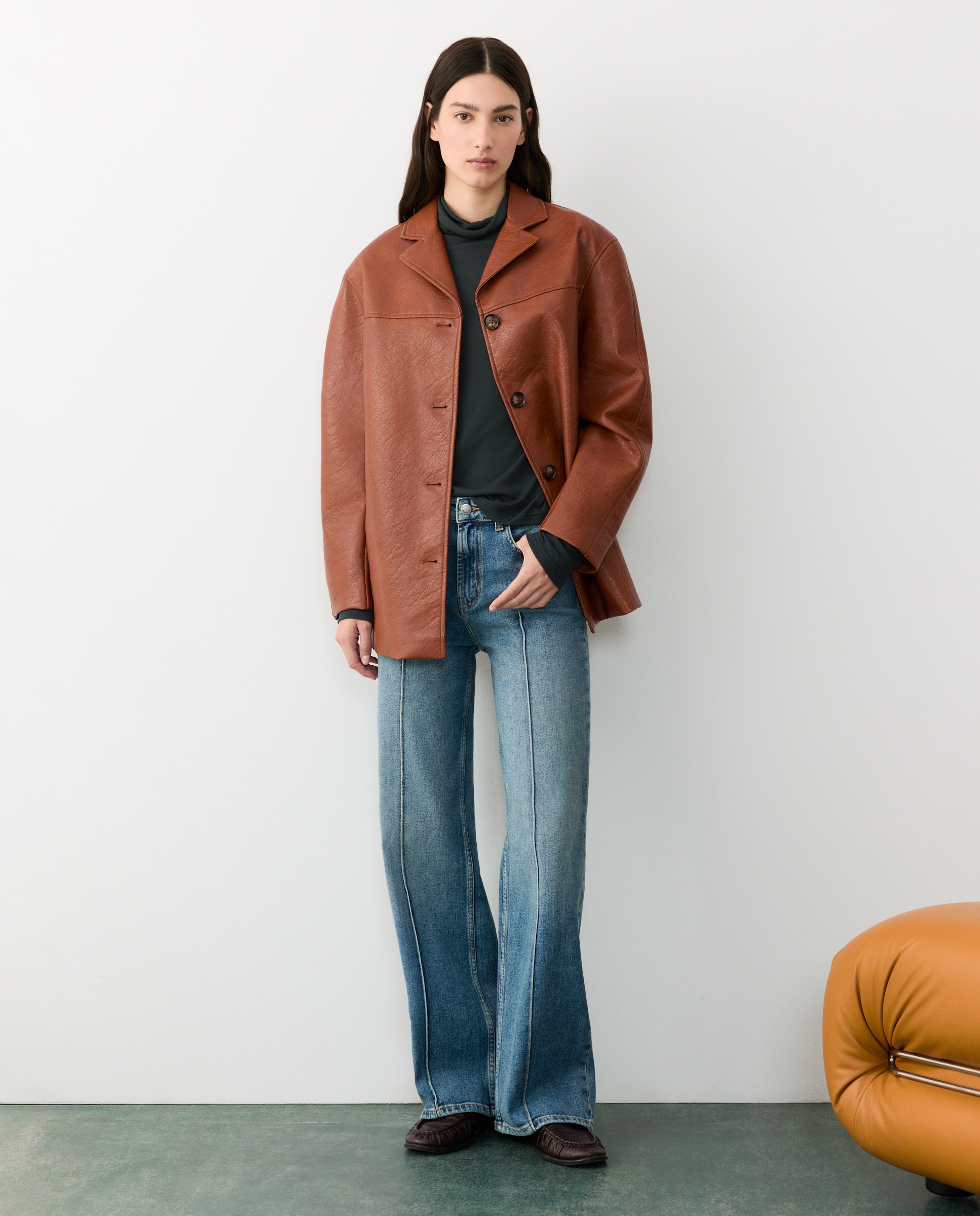 Chaquetón efecto piel de mujer - Tintoretto - 740 Tabaco 740 Tabaco-1