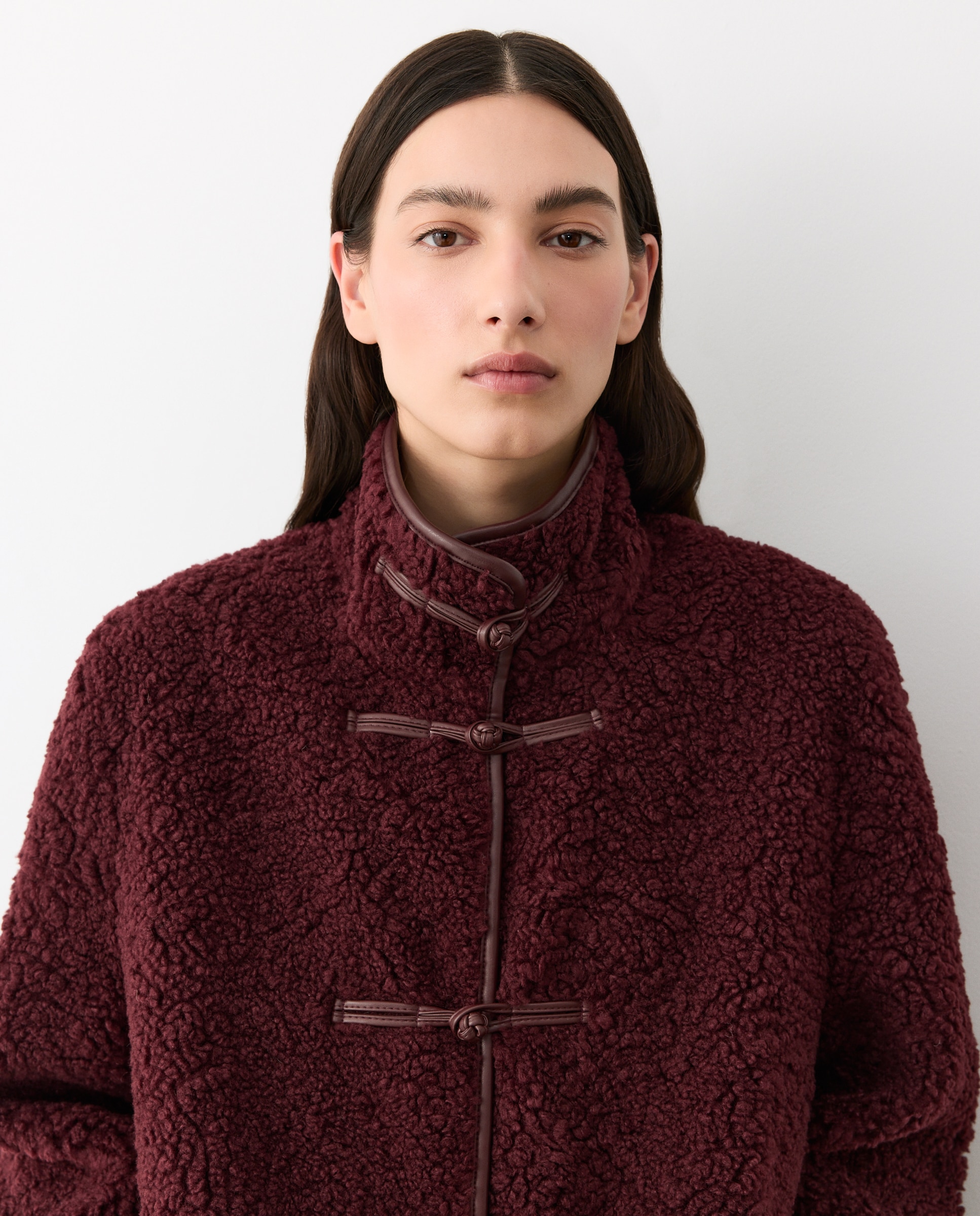 Chaqueta larga bouclé cierre alamares - Tintoretto - 290 Burdeos 290 Burdeos-2