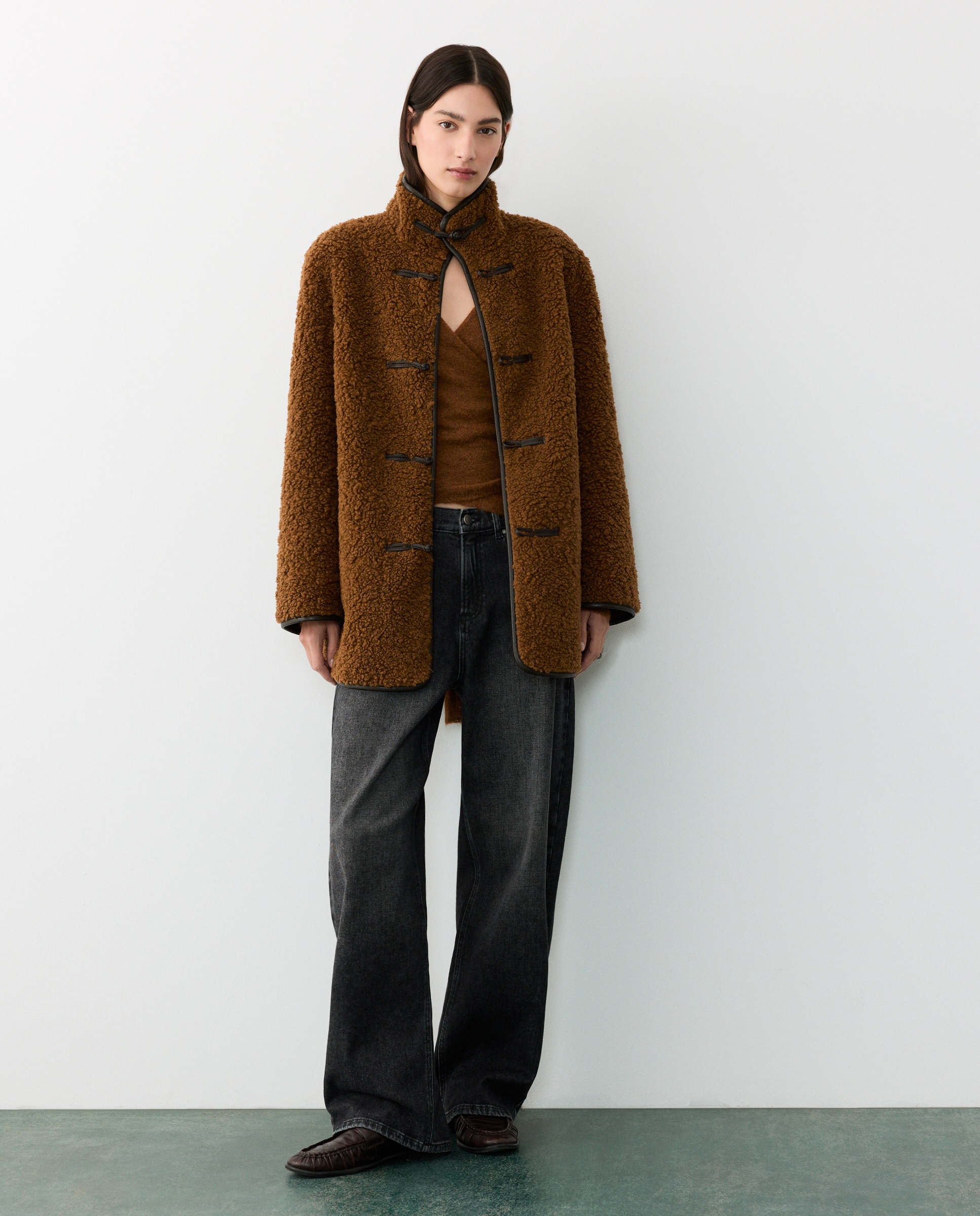 Chaqueta larga bouclé cierre alamares - Tintoretto - Toffee Toffee-1
