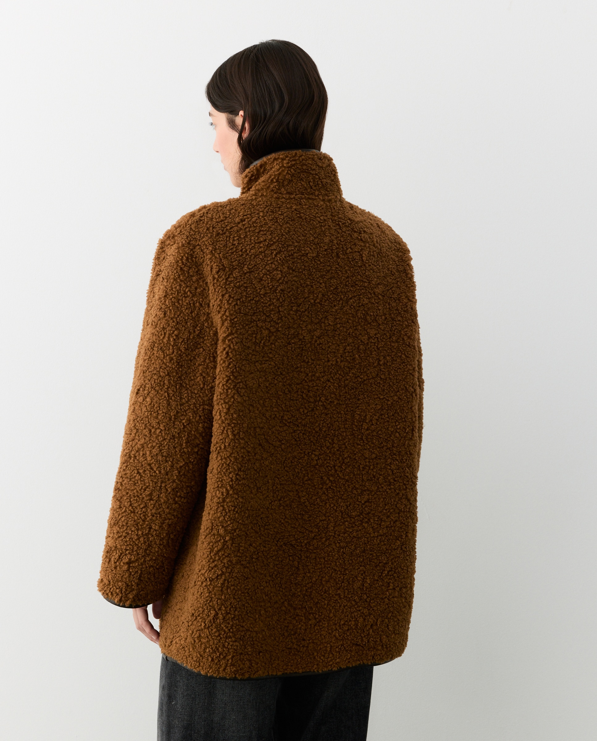 Chaqueta larga bouclé cierre alamares - Tintoretto - Toffee Toffee-3