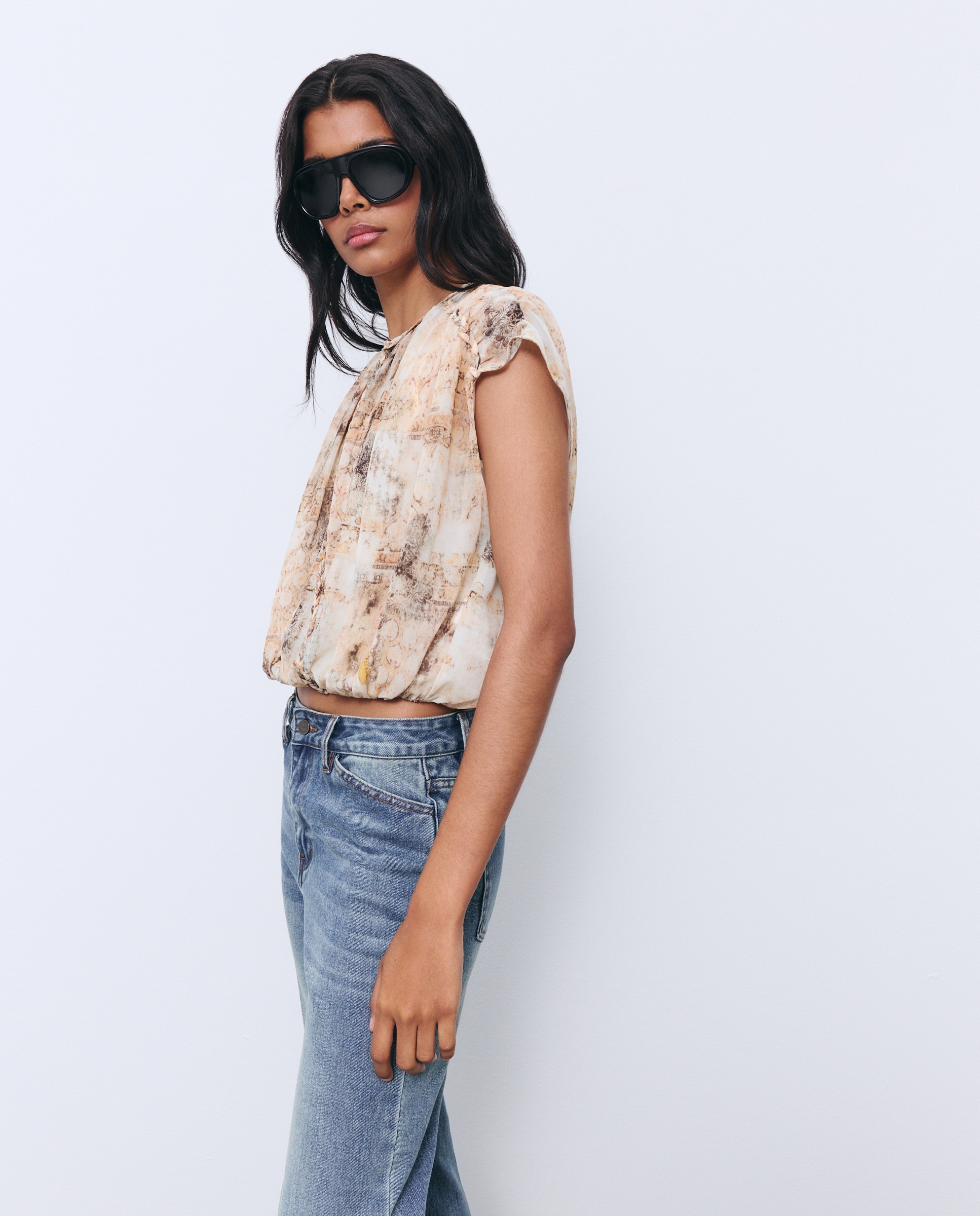 Blusa de Manga Curta com Tranças Branco-2