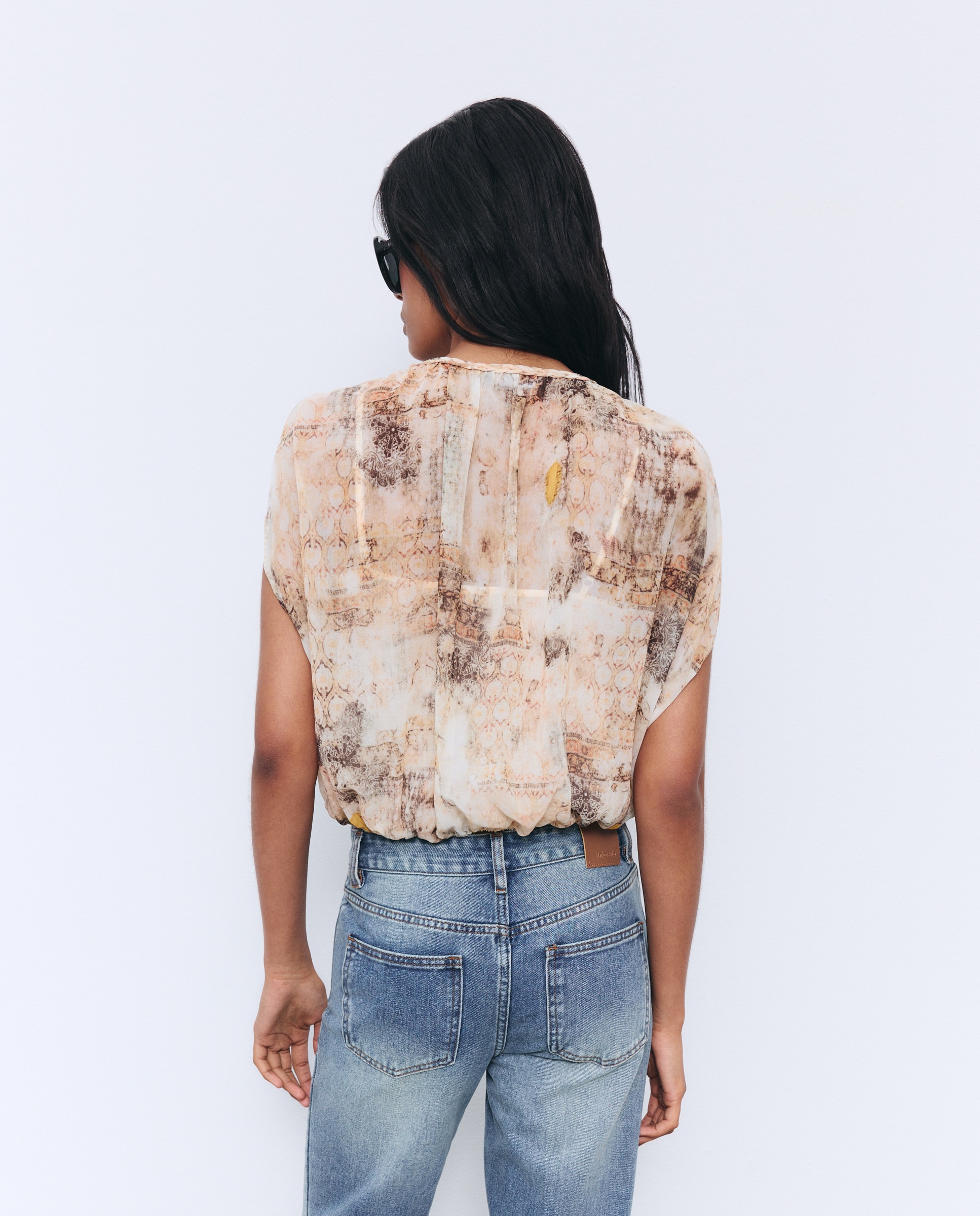Blusa de Manga Curta com Tranças Branco-4