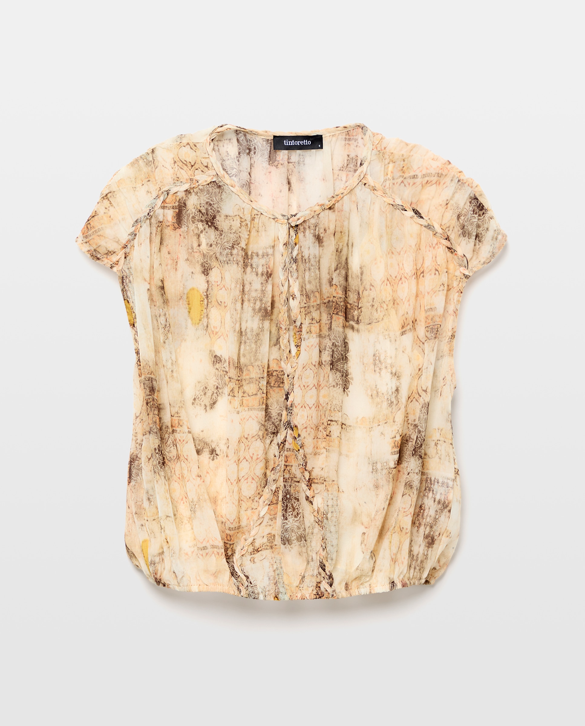Blusa de Manga Curta com Tranças Branco-5