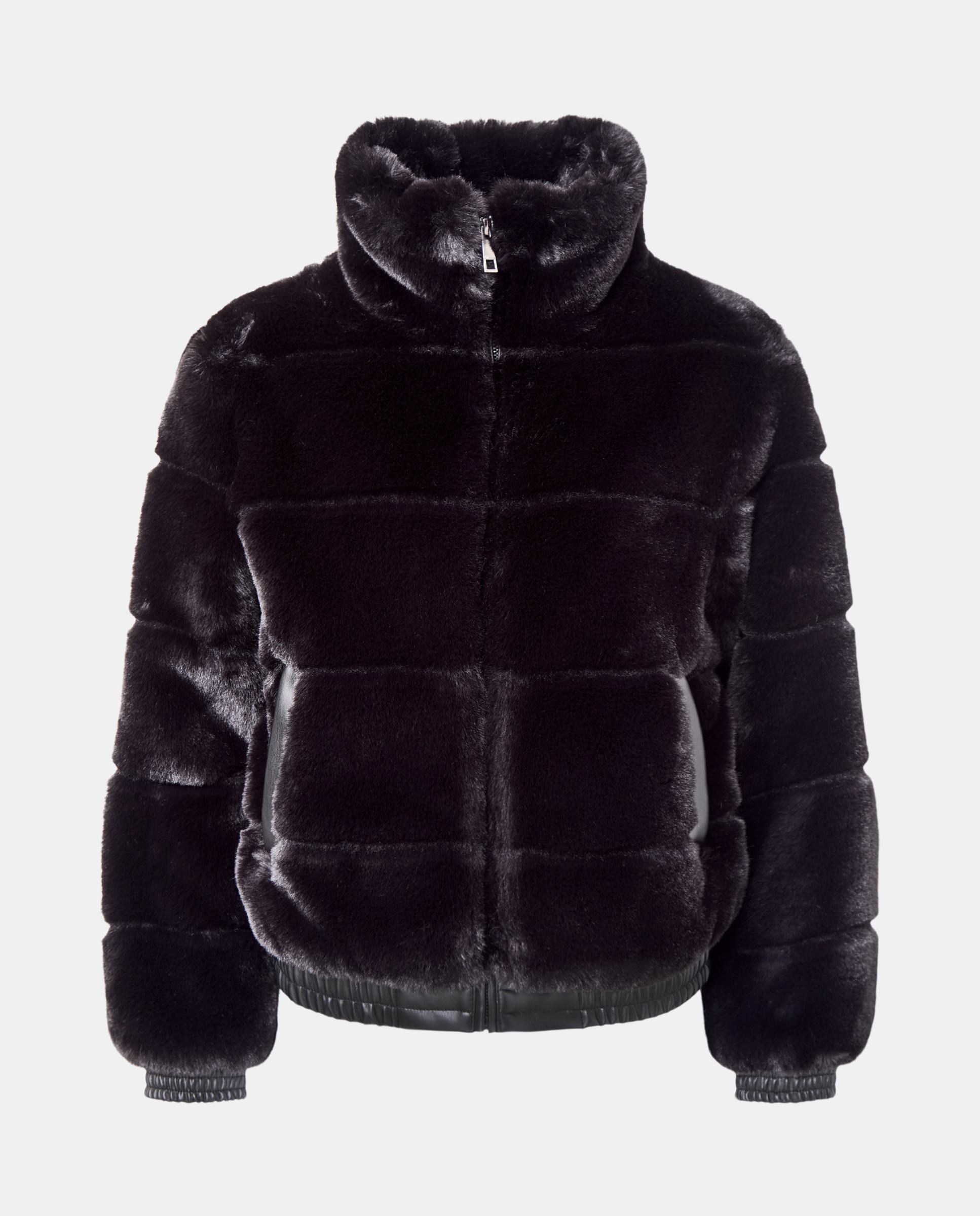 Sobretudo de Gola Alta com Pelo Preto-5