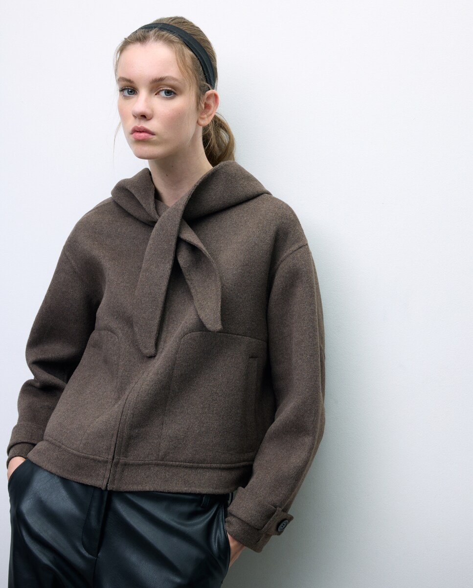 Blusão Handmade com Capuz e Fecho de Correr Visom-Escuro-2