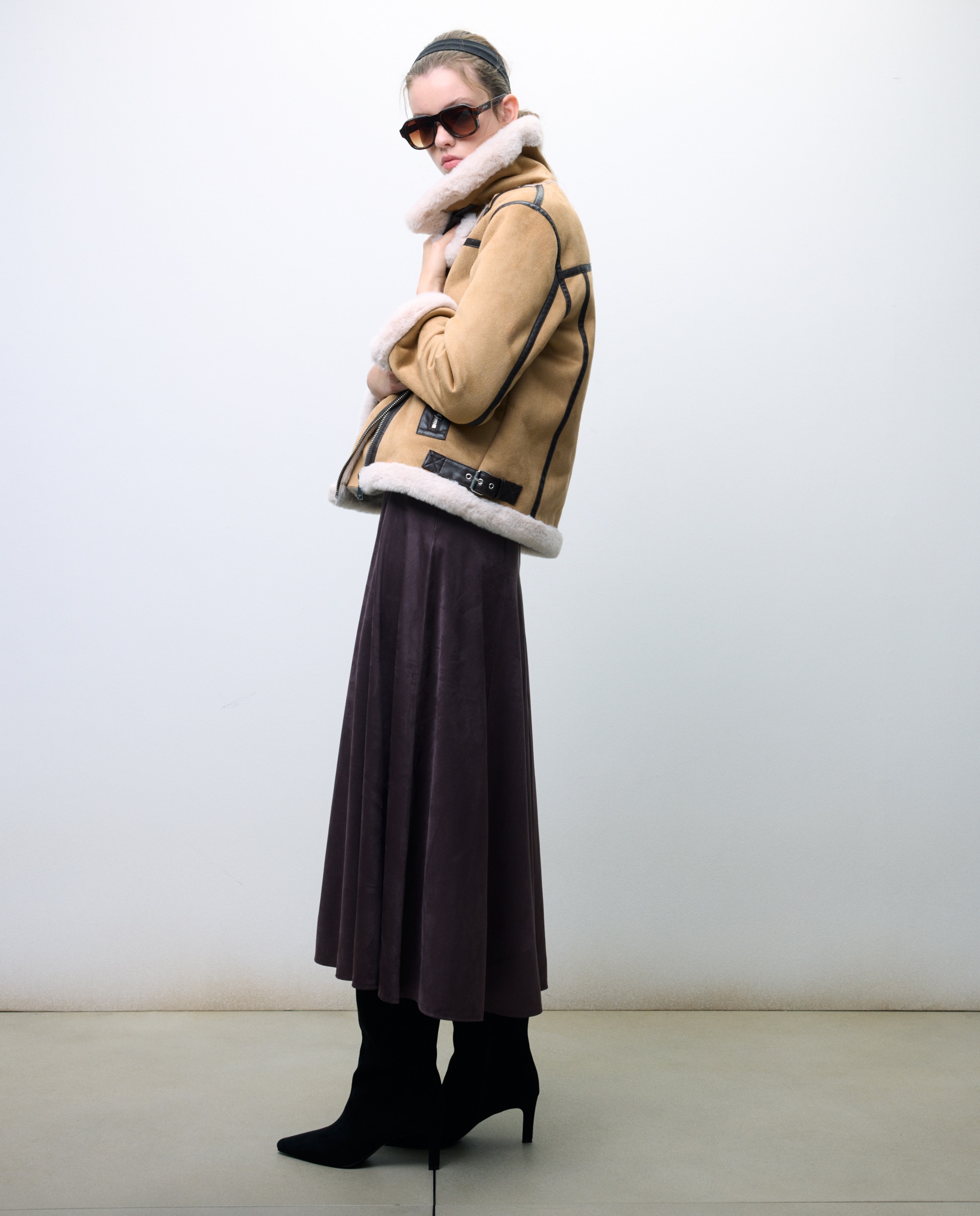 Blusão perfecto de dupla face de mulher 730 Camel-2