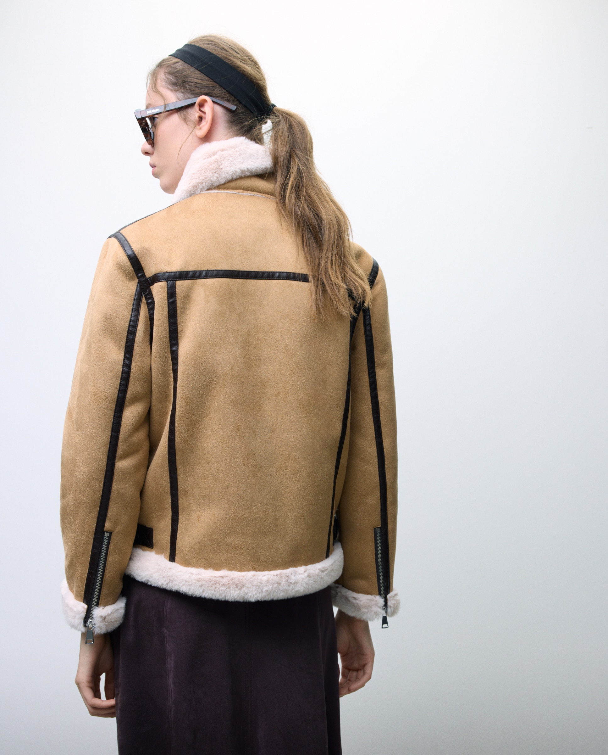 Blusão perfecto de dupla face de mulher 730 Camel-3