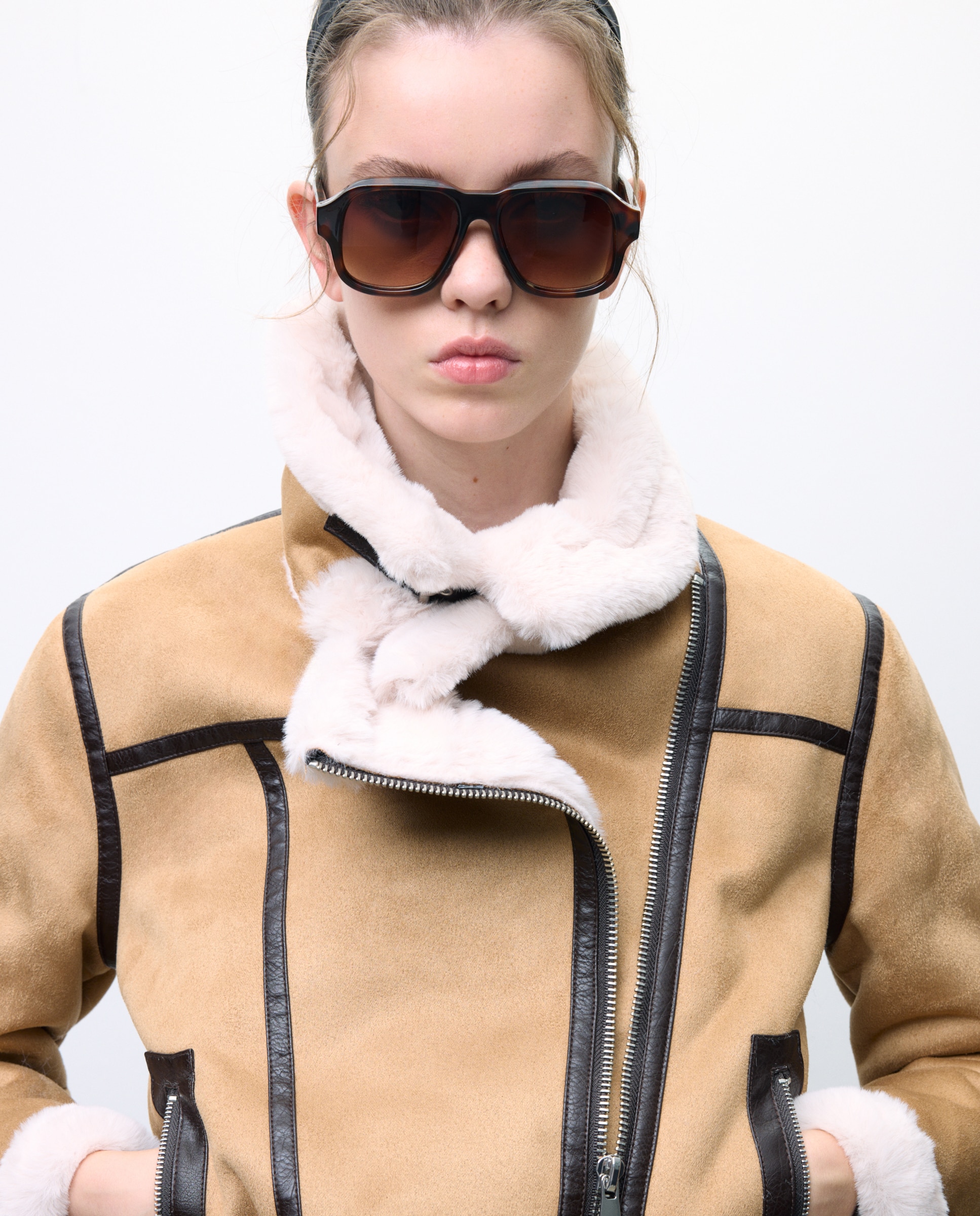 Blusão perfecto de dupla face de mulher 730 Camel-4