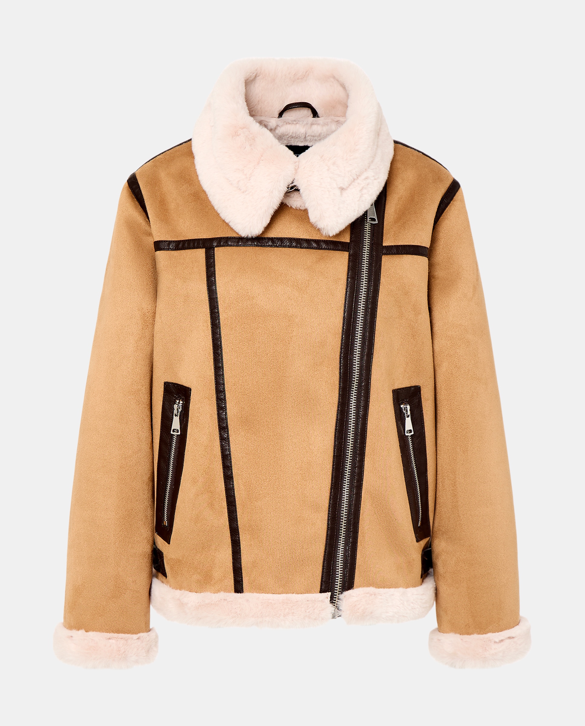 Blusão perfecto de dupla face de mulher 730 Camel-5