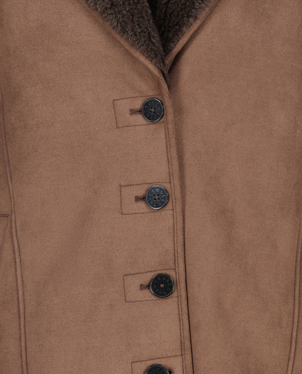 Sobretudo de Dupla Face com Uma Fila Chocolate-6