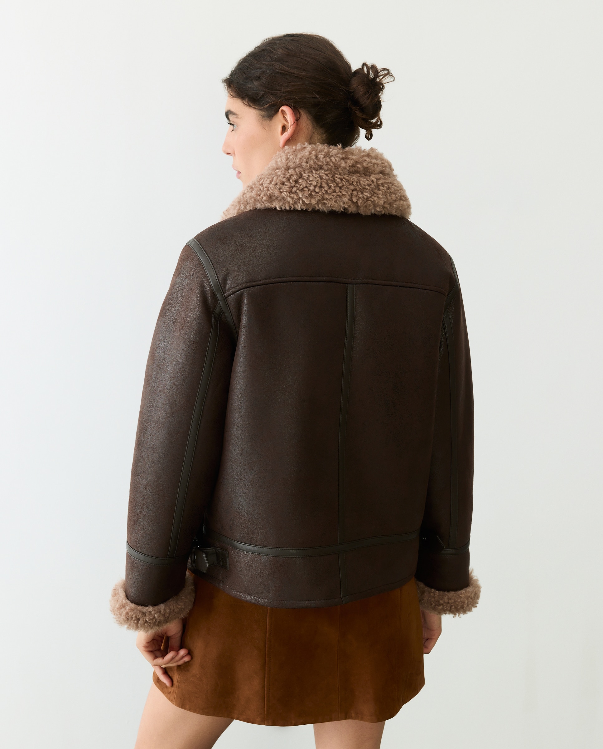 Chaquetón doble faz de mujer - Tintoretto - Marrón Marrón-4