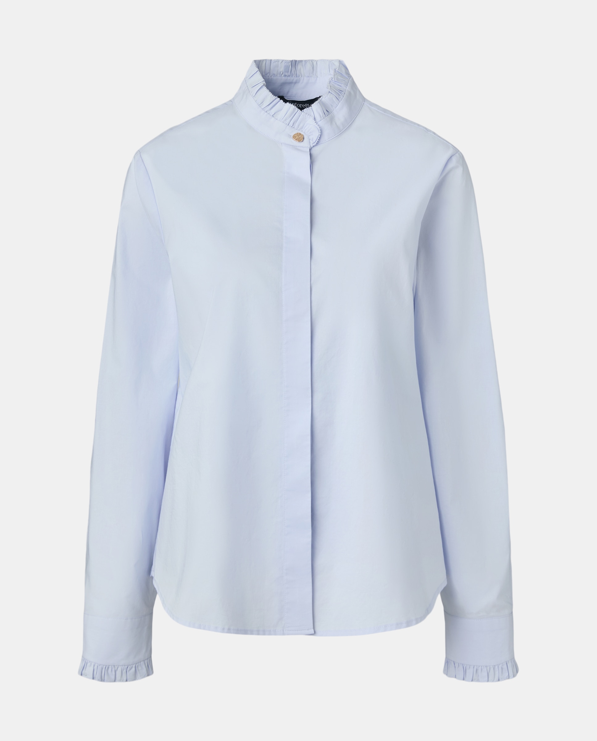 Camisa de Manga Comprida em Popelina com Folho 400 Azul-5