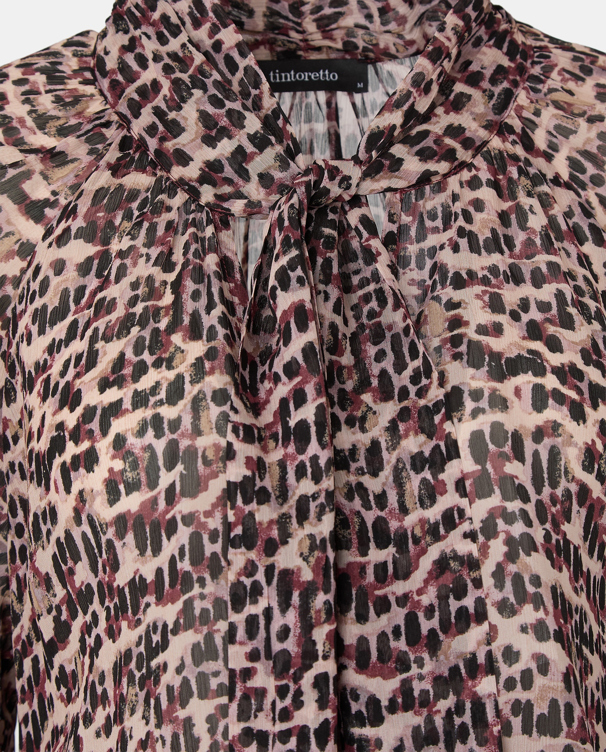 Blusa de Manga Comprida com Laço no Colarinho Camel-6