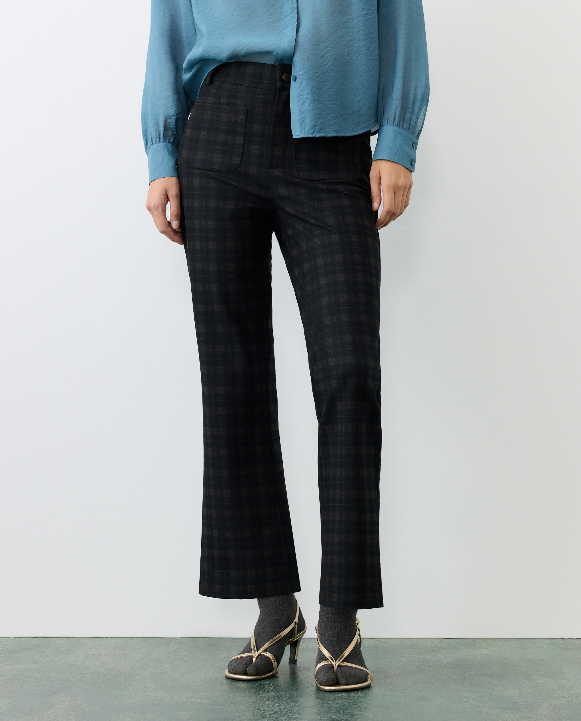 Leggins de mujer crop flare bolsillos - Tintoretto - Azul Azul-2