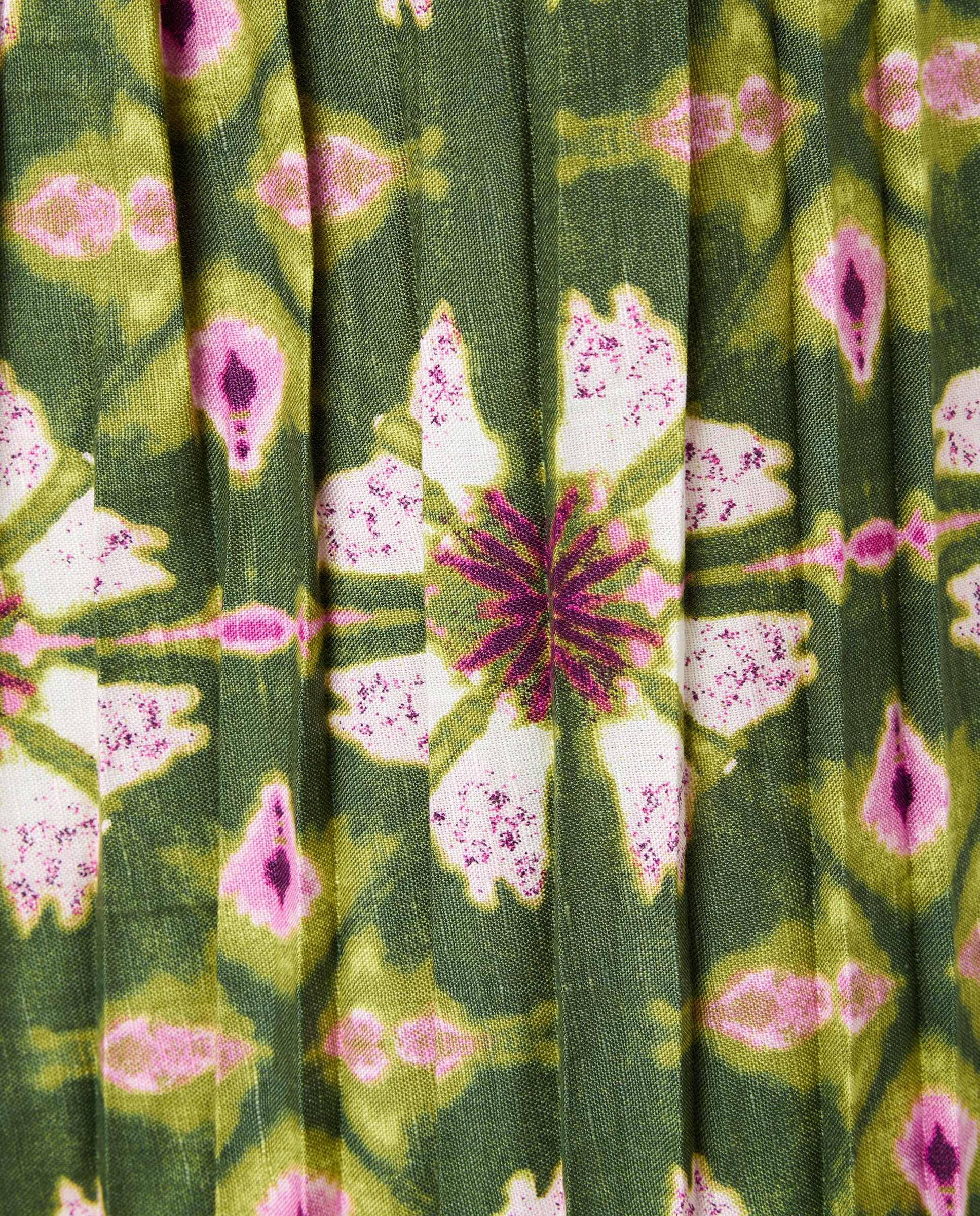 Vestido Midi Plissado sem Mangas Verde-5