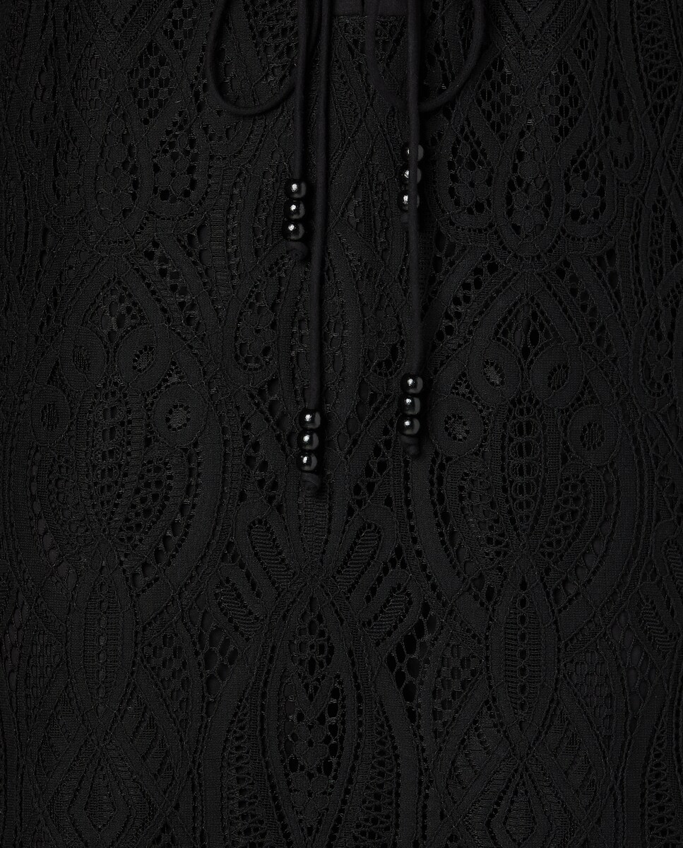 Vestido midi com decote em bico Preto-5