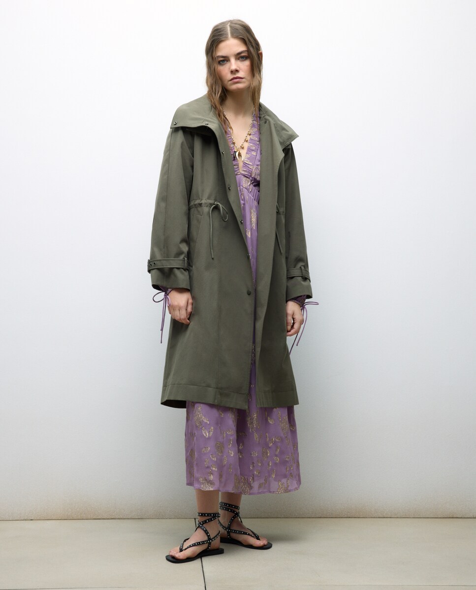 Vestido Midi de Manga Comprida Jacquard com Brilho 283 Lavanda-4