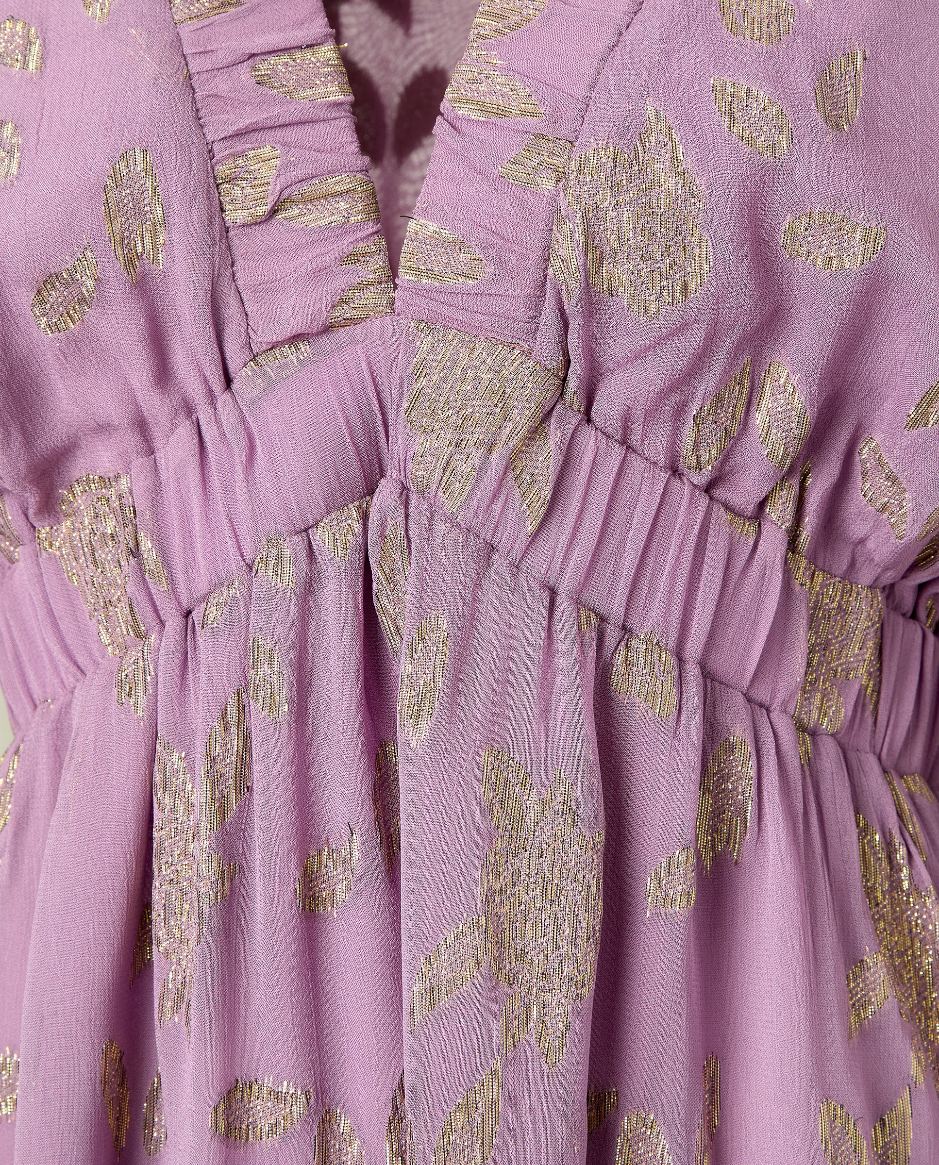 Vestido Midi de Manga Comprida Jacquard com Brilho 283 Lavanda-6