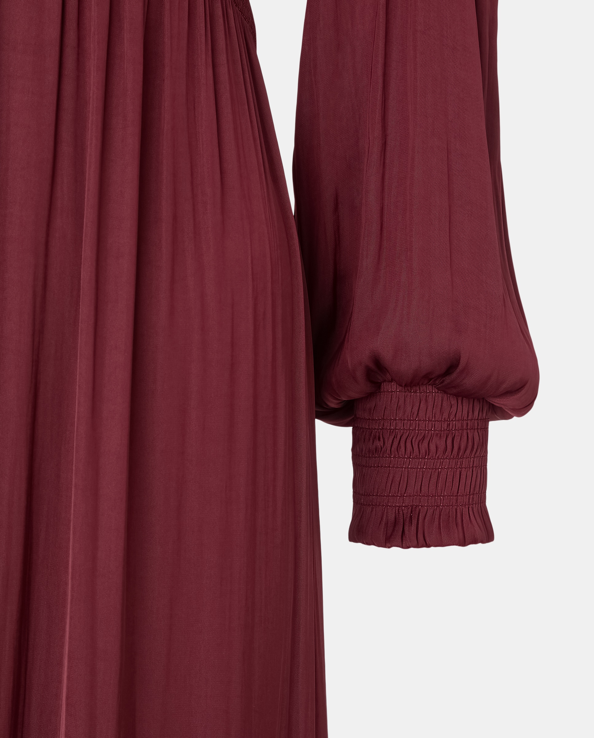 Vestido Midi de Manga Comprida com Decote em Bico Bordeaux-6