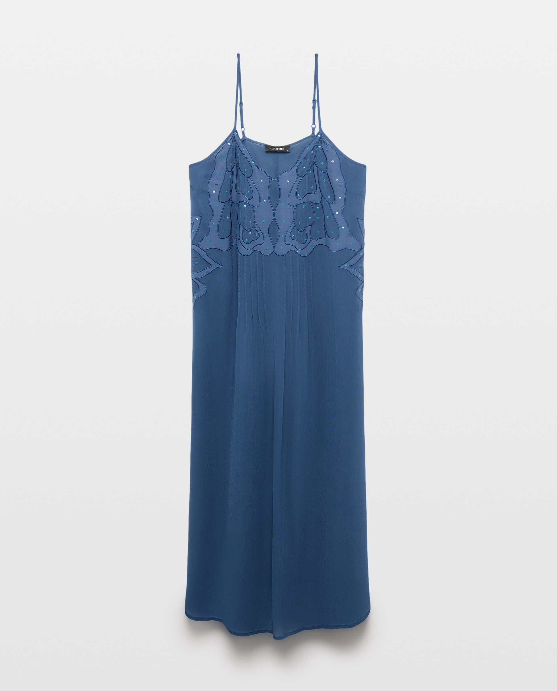 Vestido comprido assimétrico Azul-5