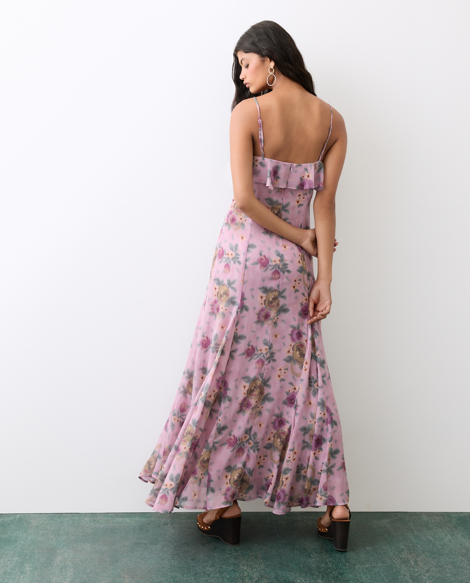 Vestido midi de alças Rosa-2