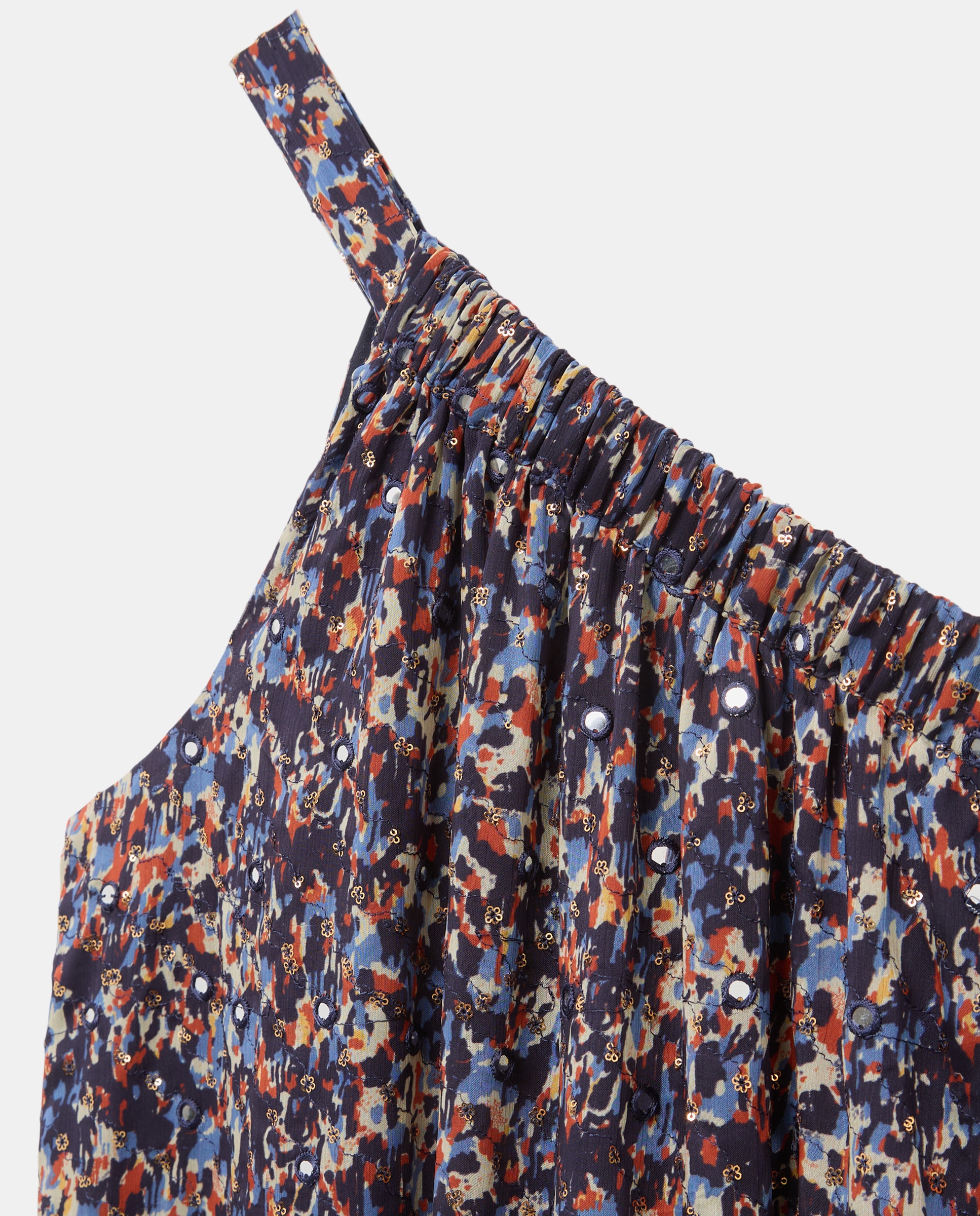 Vestido com Decote Assimétrico Azul-marinho-6