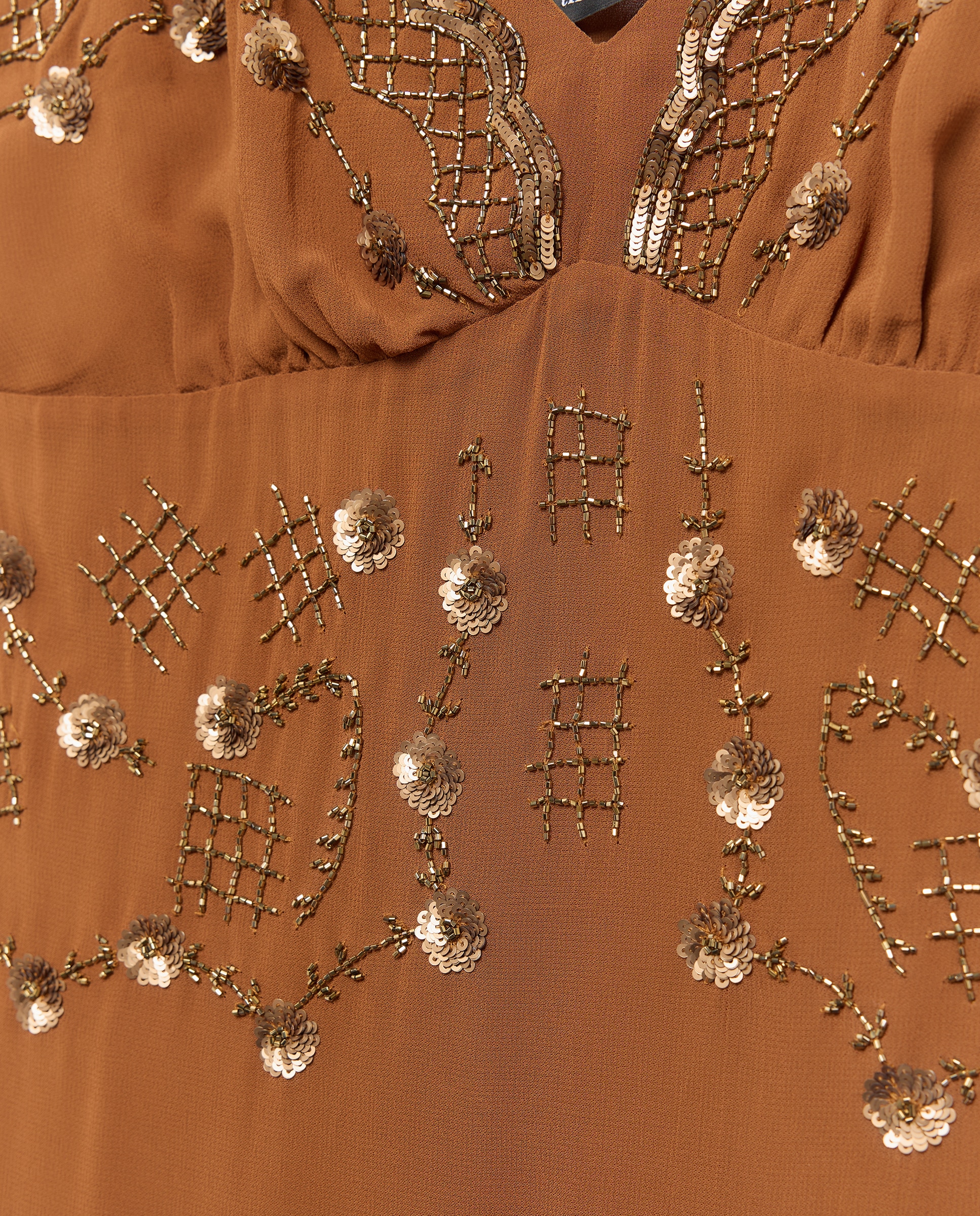 Vestido de alças com lantejoulas 770 Terracota-6
