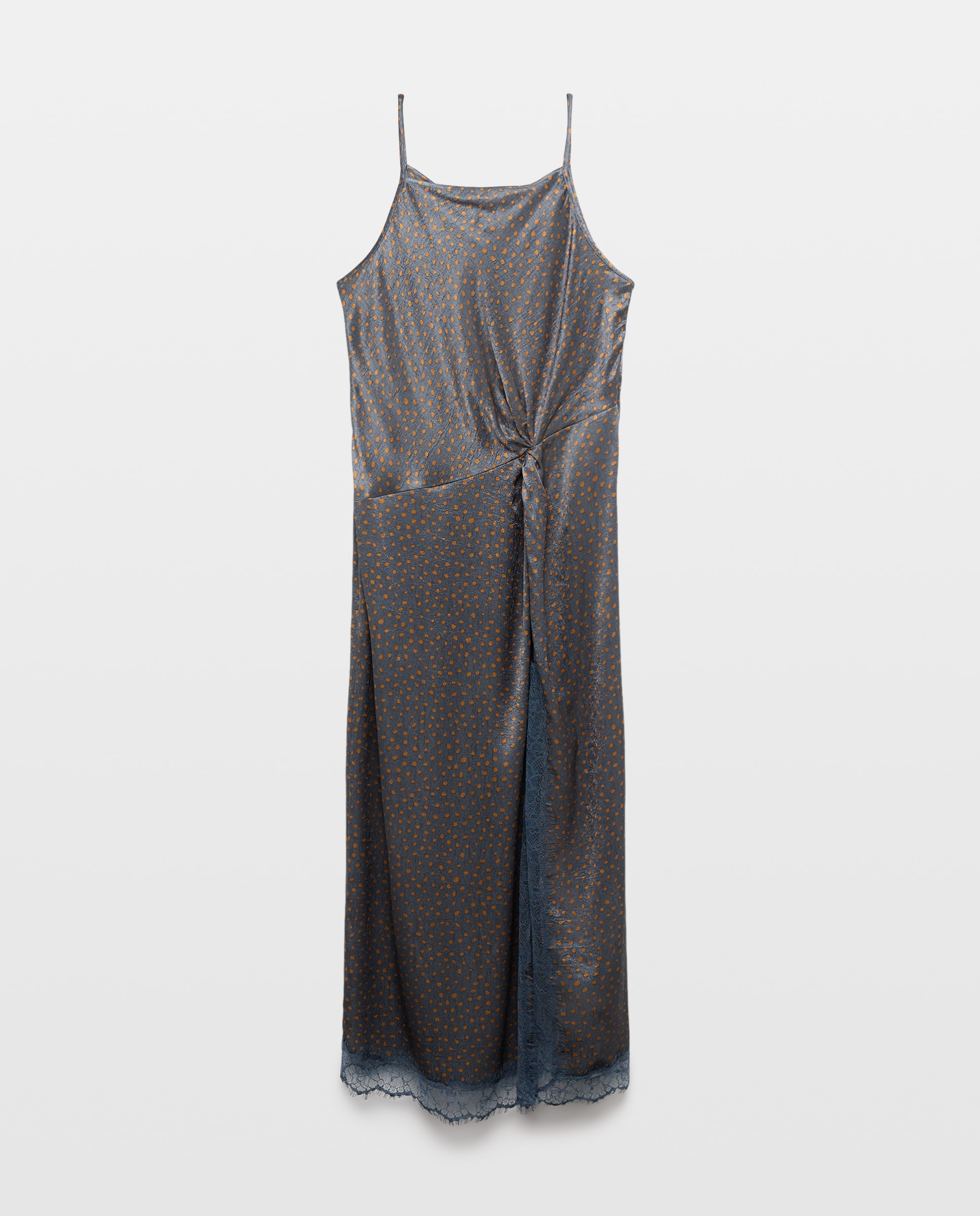 Vestido às Bolinhas com Renda 400 Azul-4