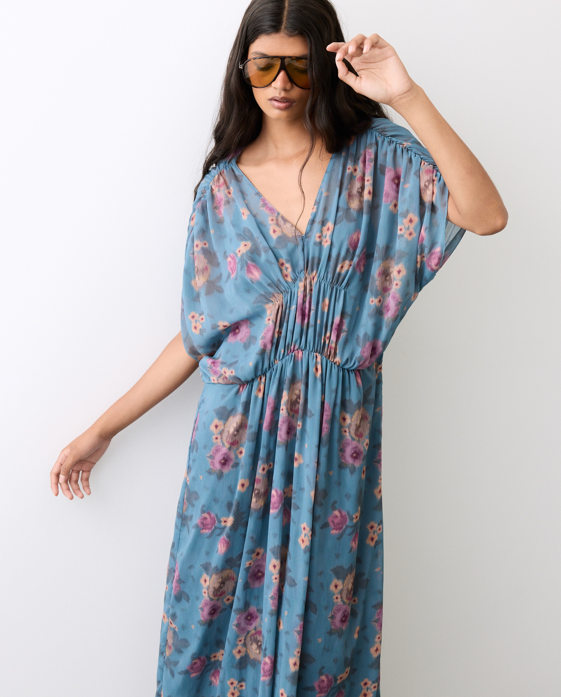 Vestido midi de estampado floral Rosa-2