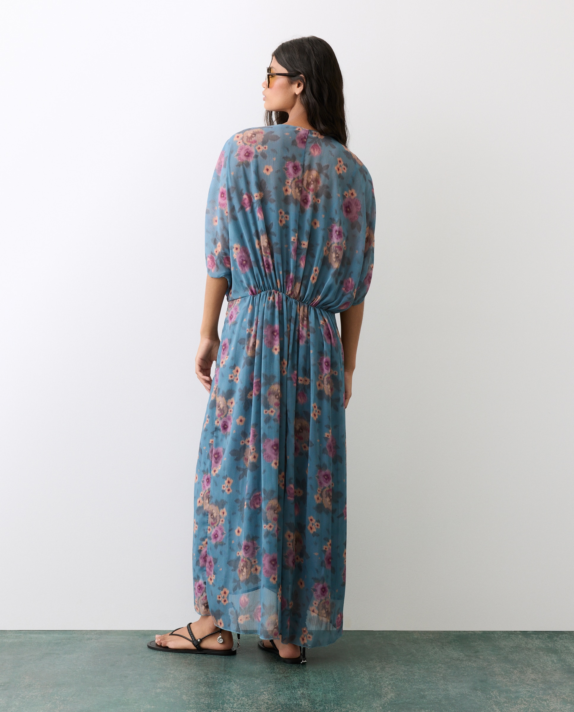 Vestido midi de estampado floral Rosa-3