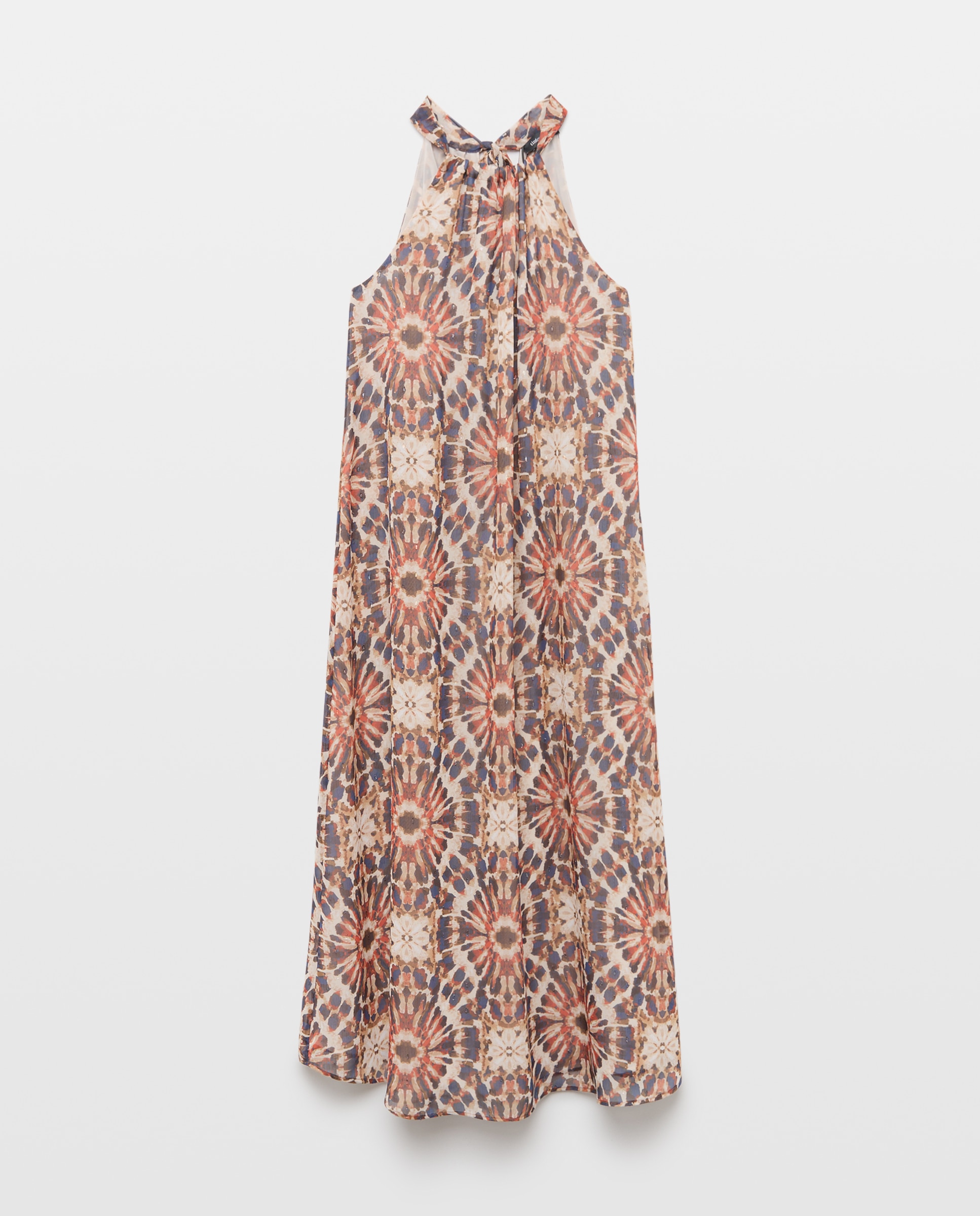 Vestido comprido com gola halter Castanho-5