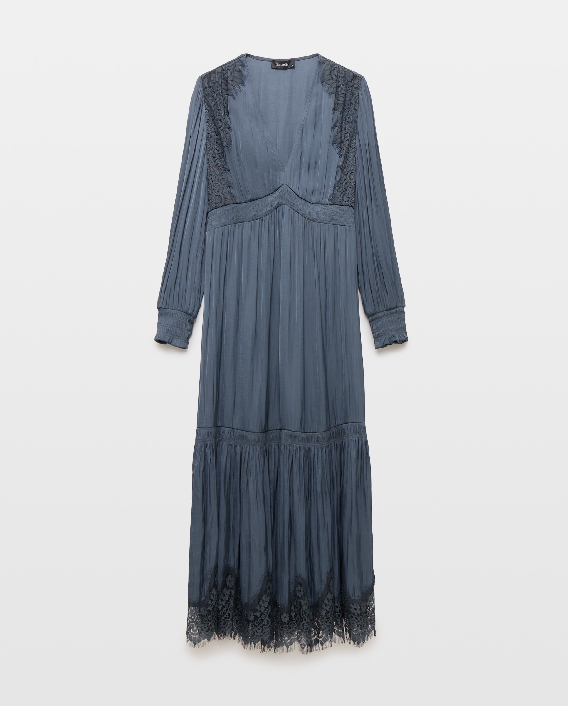 Vestido com Detalhe de Renda 400 Azul-4