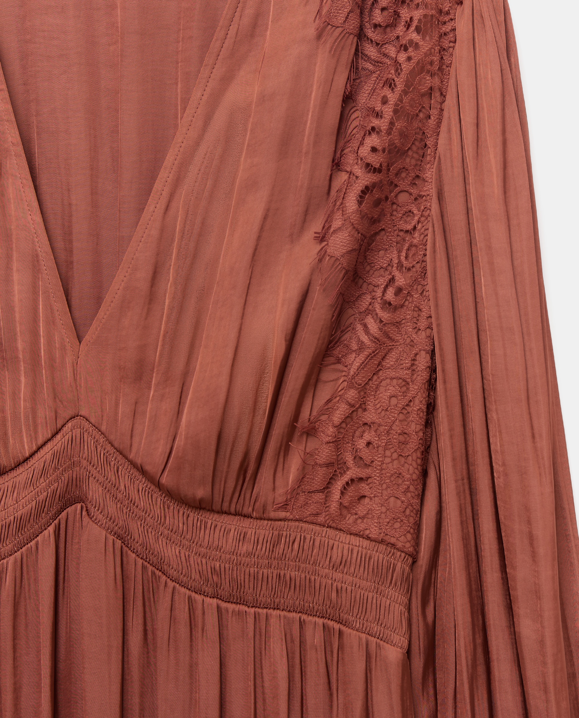 Vestido com Detalhe de Renda Castanho-6