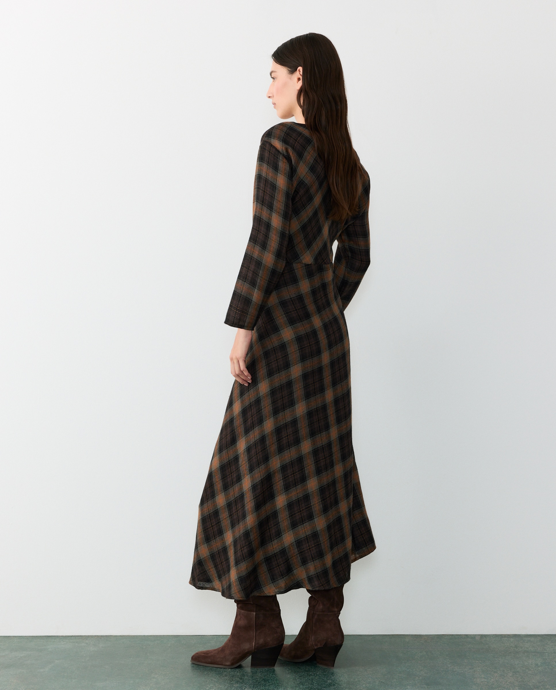 Vestido midi cuadros - Tintoretto - Negro Negro-3