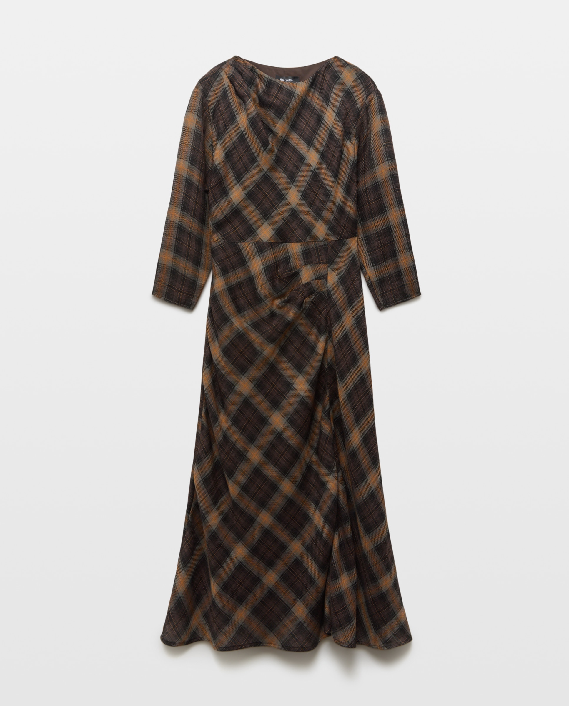 Vestido midi cuadros - Tintoretto - Negro Negro-5