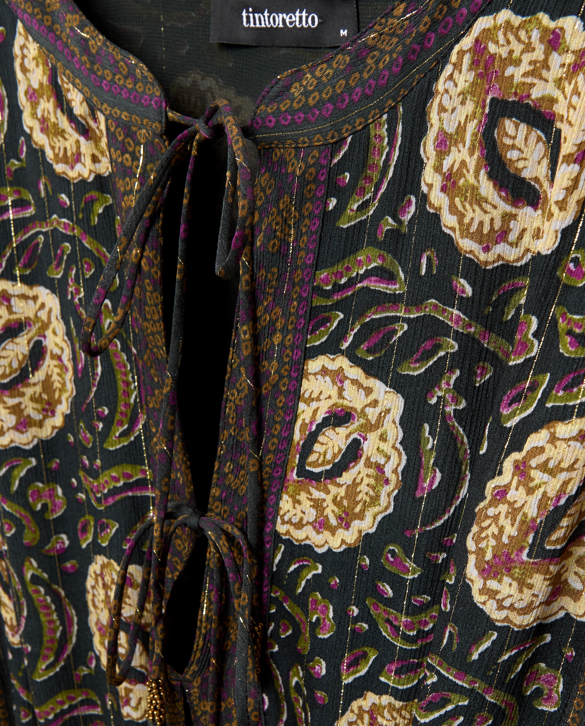 Vestido largo de mujer con lúrex y manga larga - Tintoretto - Negro Negro-5