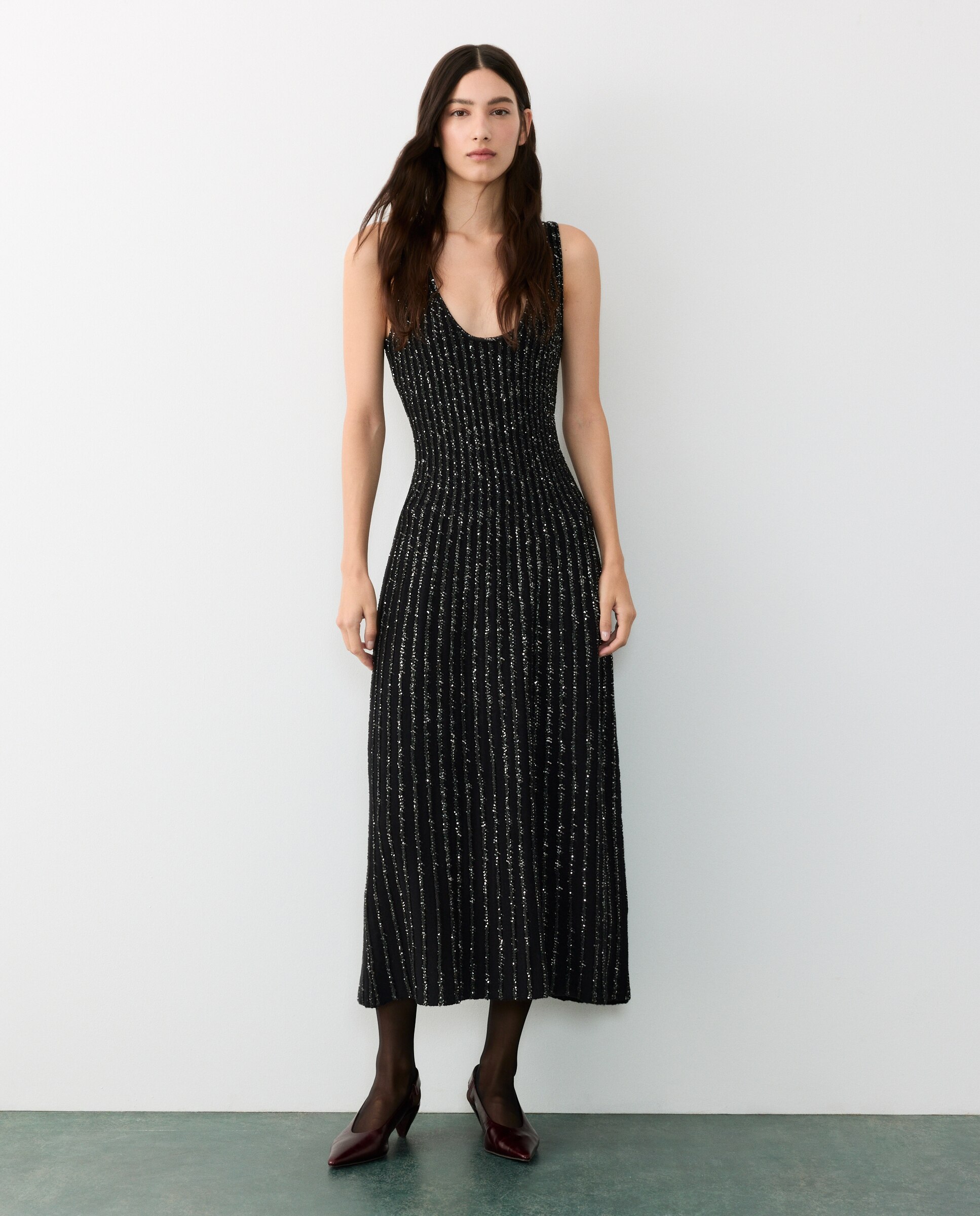 Imagen 3 de Vestido midi de punto - Tintoretto - Negro Negro