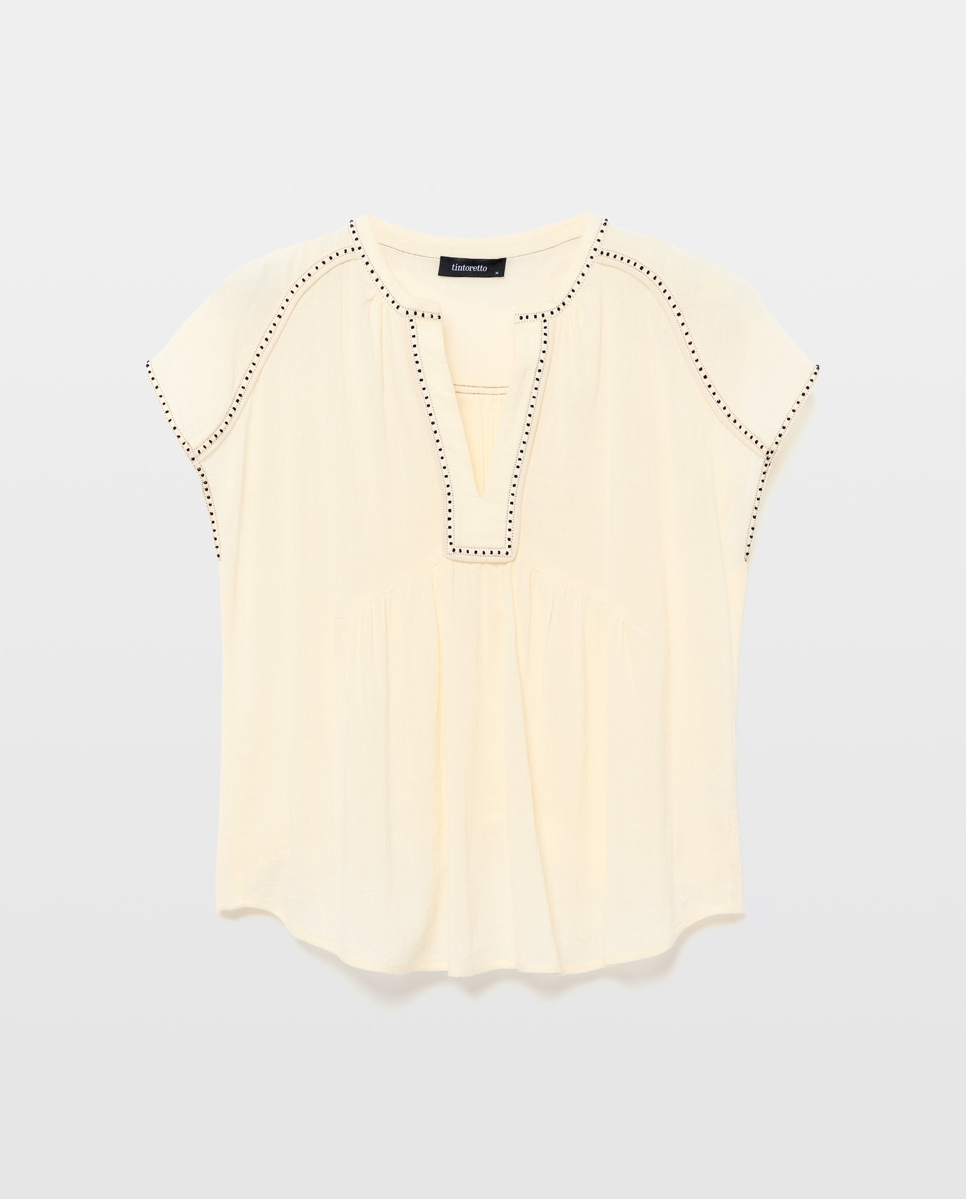 Blusa sem Mangas em Chiffon de Algodão 120 Cru-5