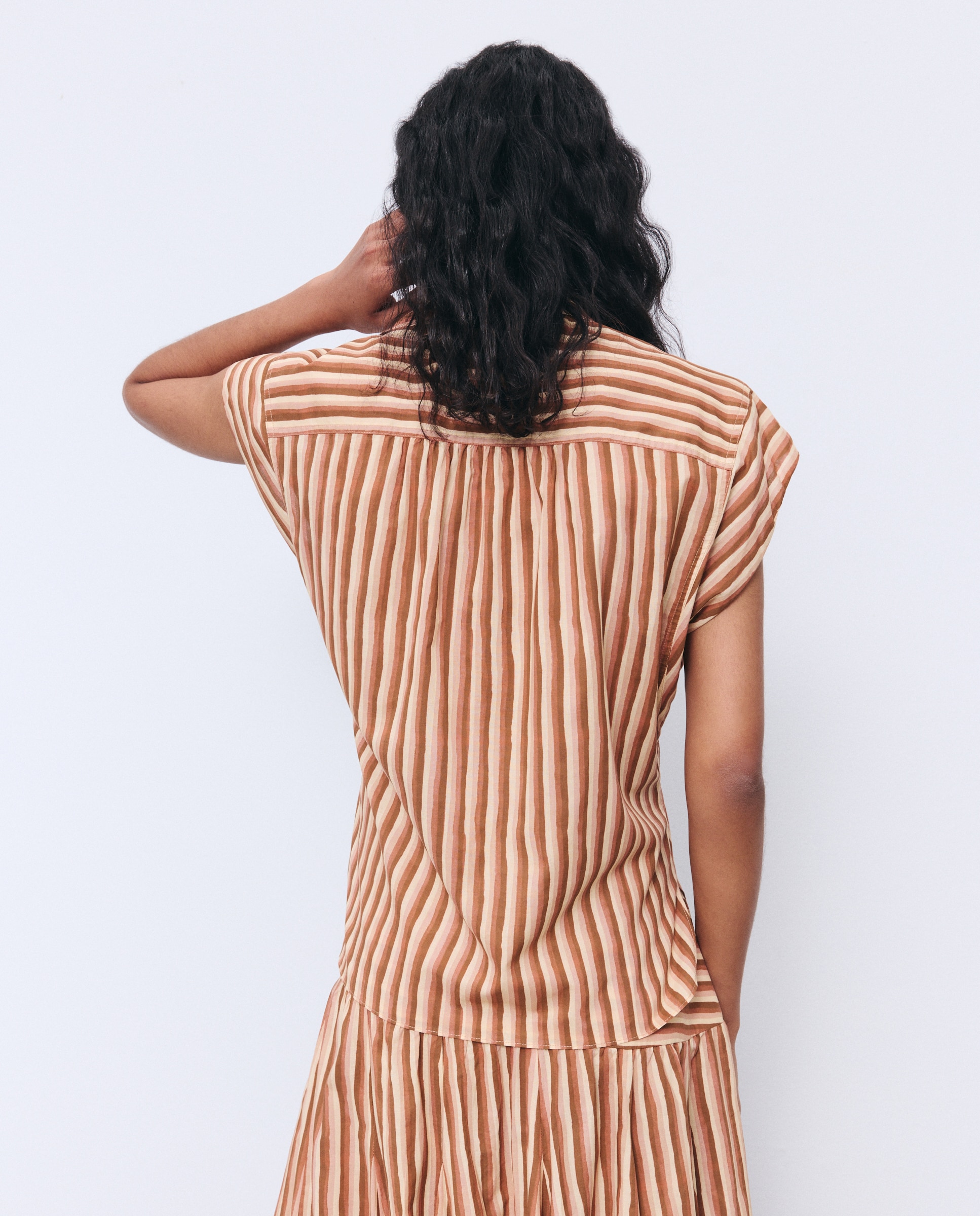 Blusa sem Mangas às Riscas Azul-3
