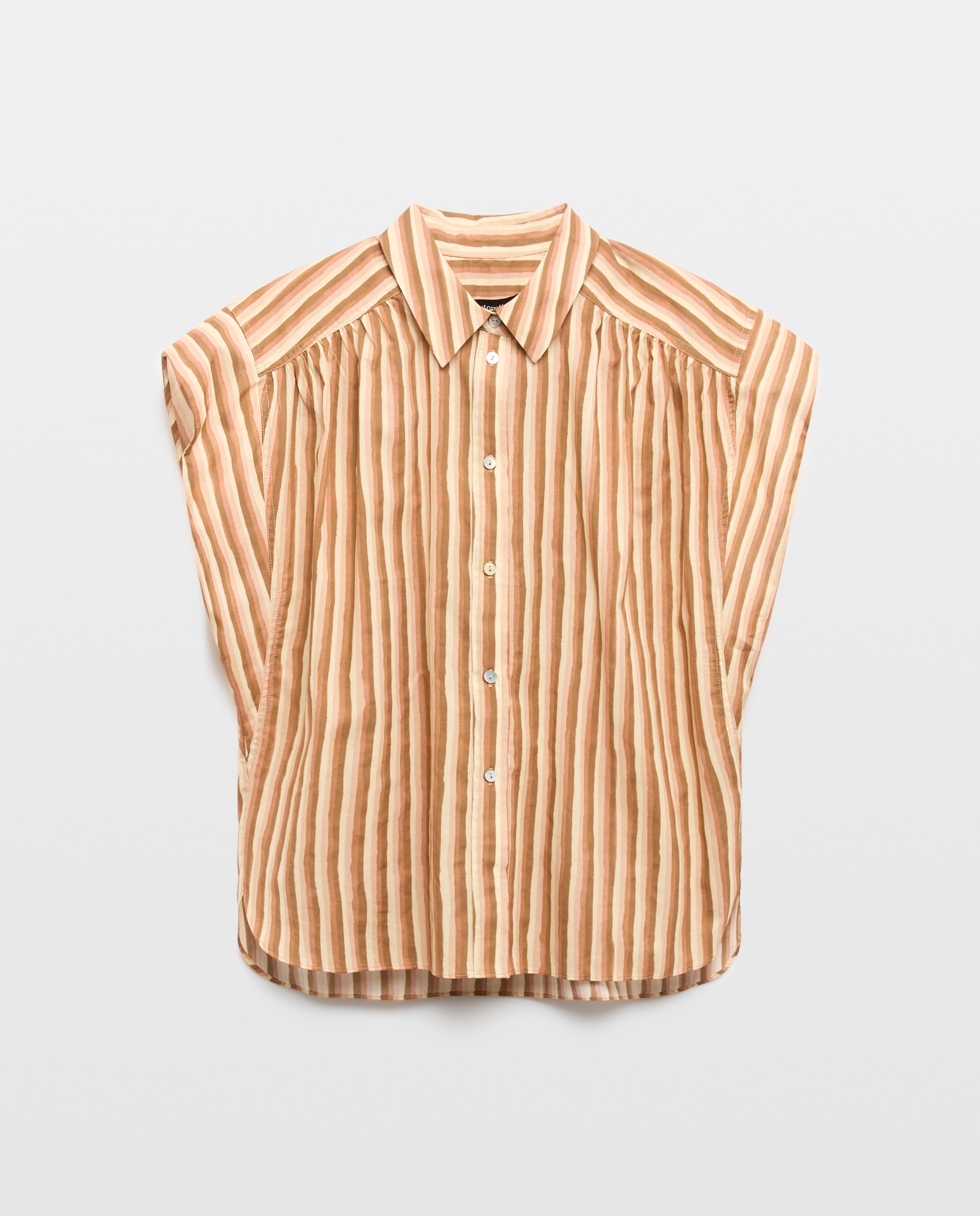 Blusa sem Mangas às Riscas Azul-4