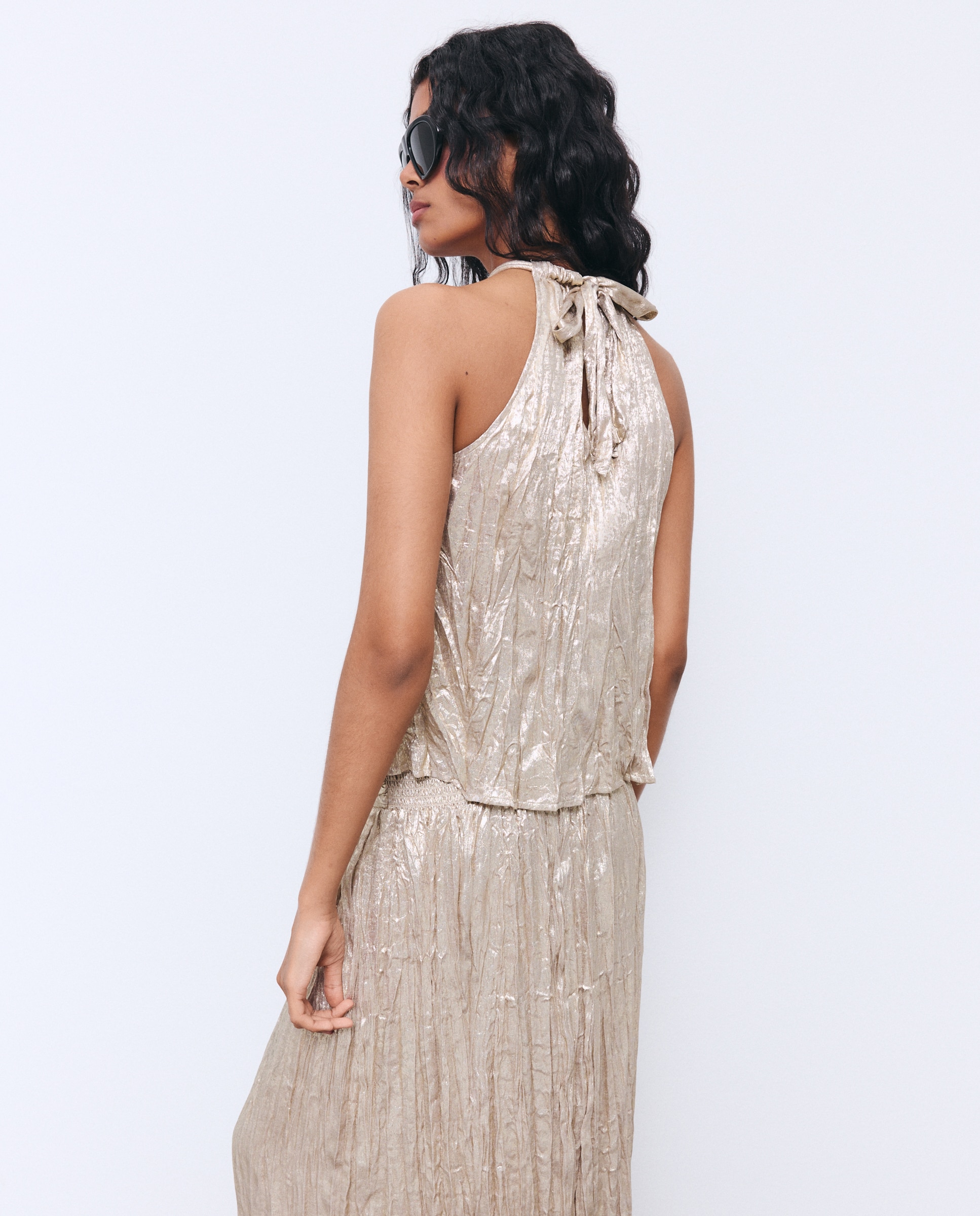 Imagen 4 de Blusa de mujer sin mangas con fornituras - Tintoretto - 390 Oro 390 Oro