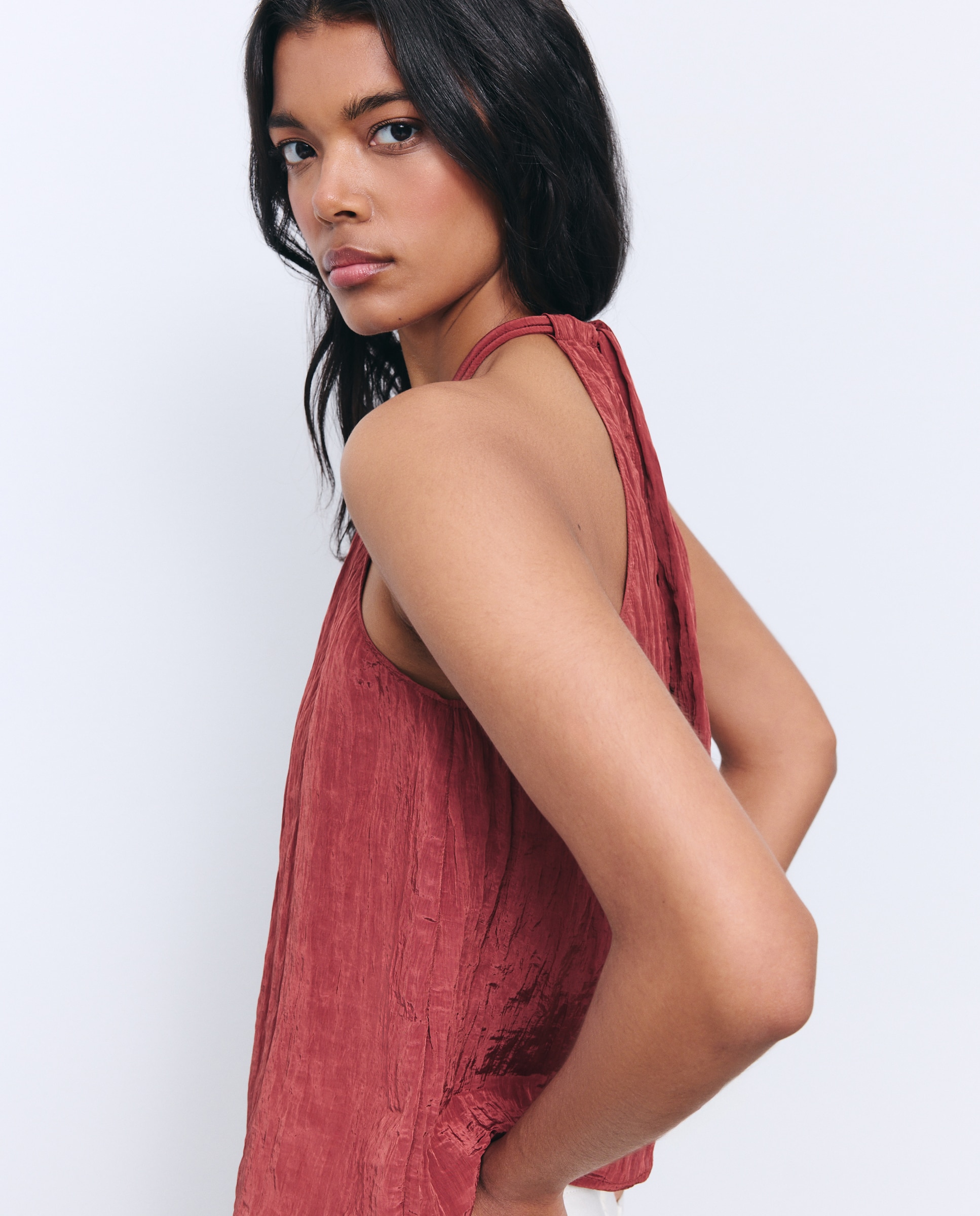 Blusa sem Mangas e com Pendentes 770 Terracota-3