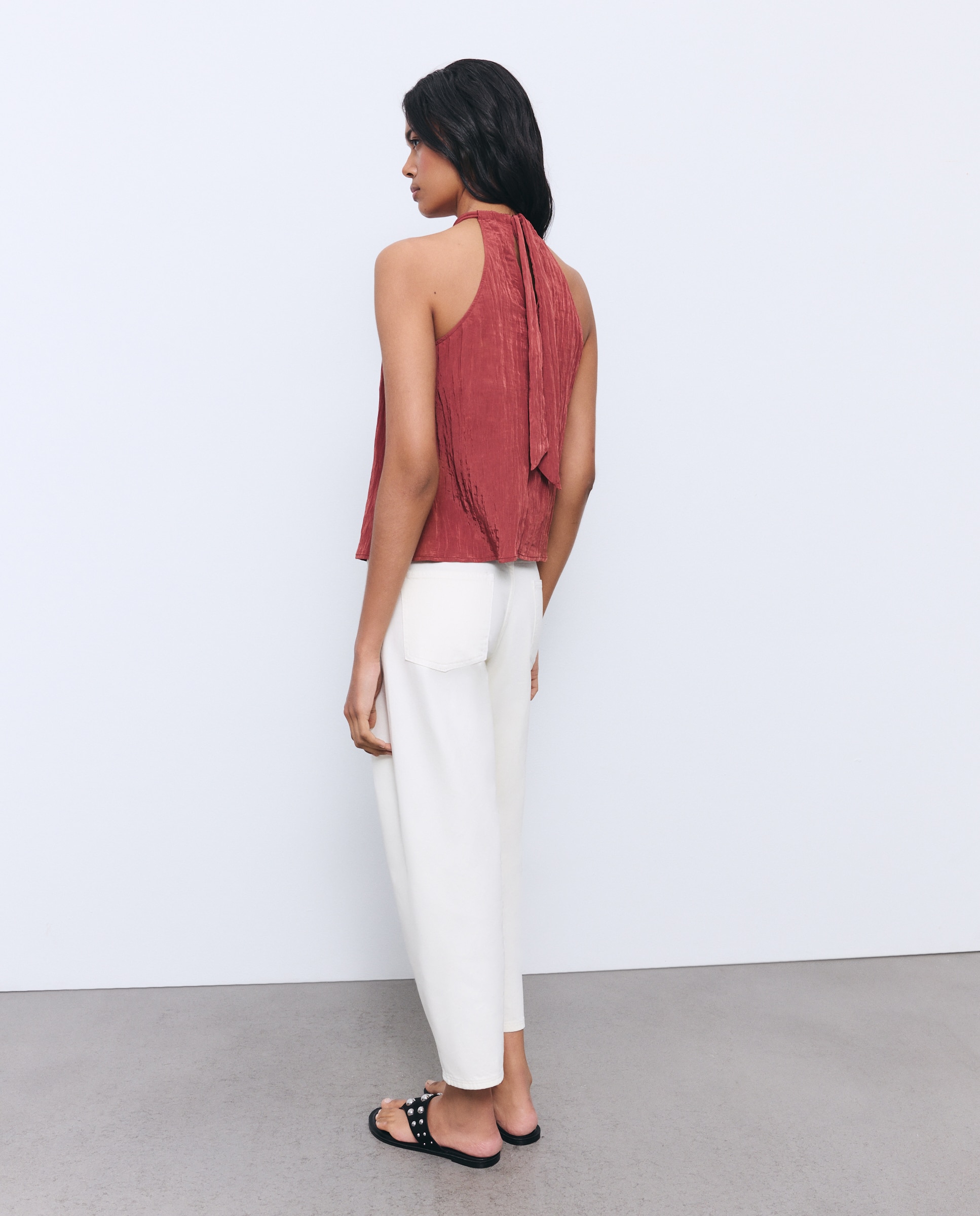 Blusa sem Mangas e com Pendentes 770 Terracota-4